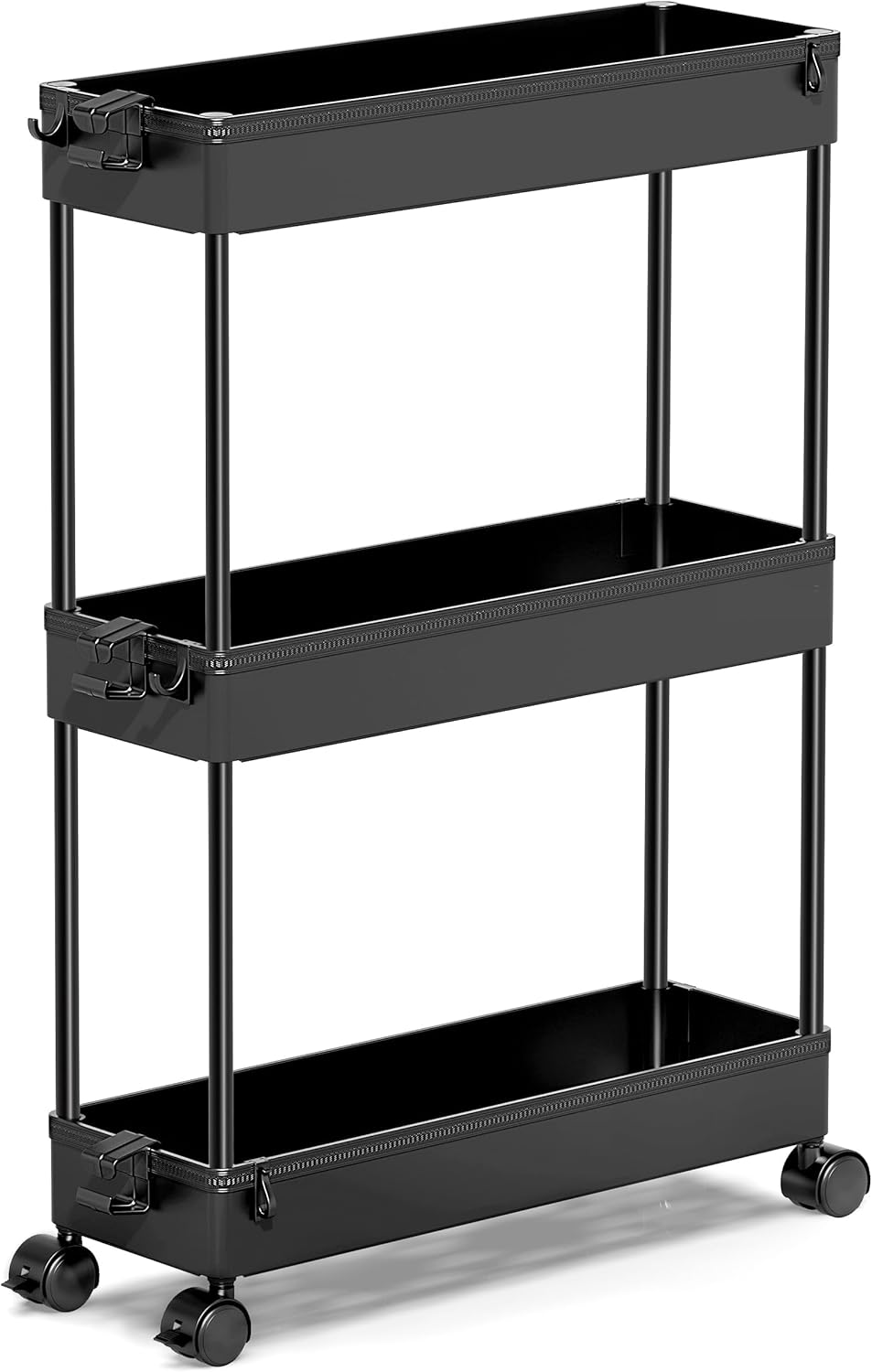 3 Tier Bathroom Storage Organizer (Black) 4.9"D x 15.3"W x 26.1"H