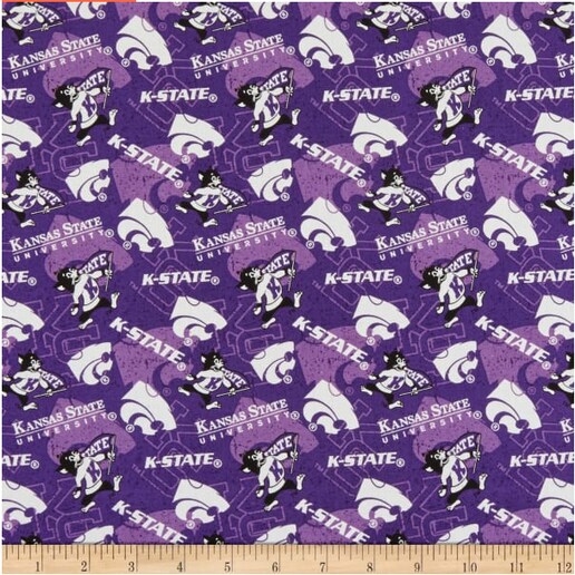 Licensed NCAA Kansas State University Tone on Tone KSU-1178 Cotton Fabric by the Yard