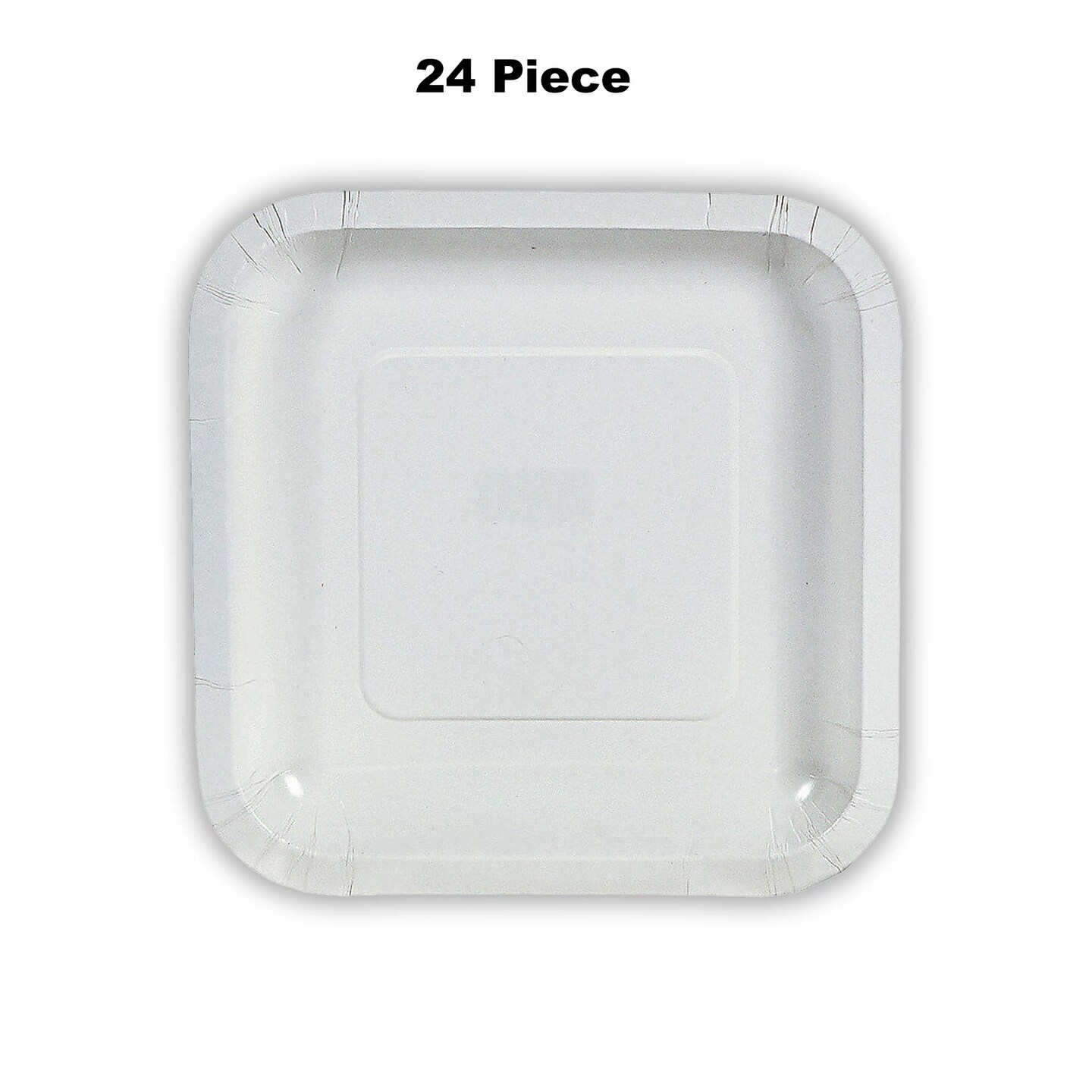 24 Count White Square Paper Dessert Plates for Wedding Party 7"