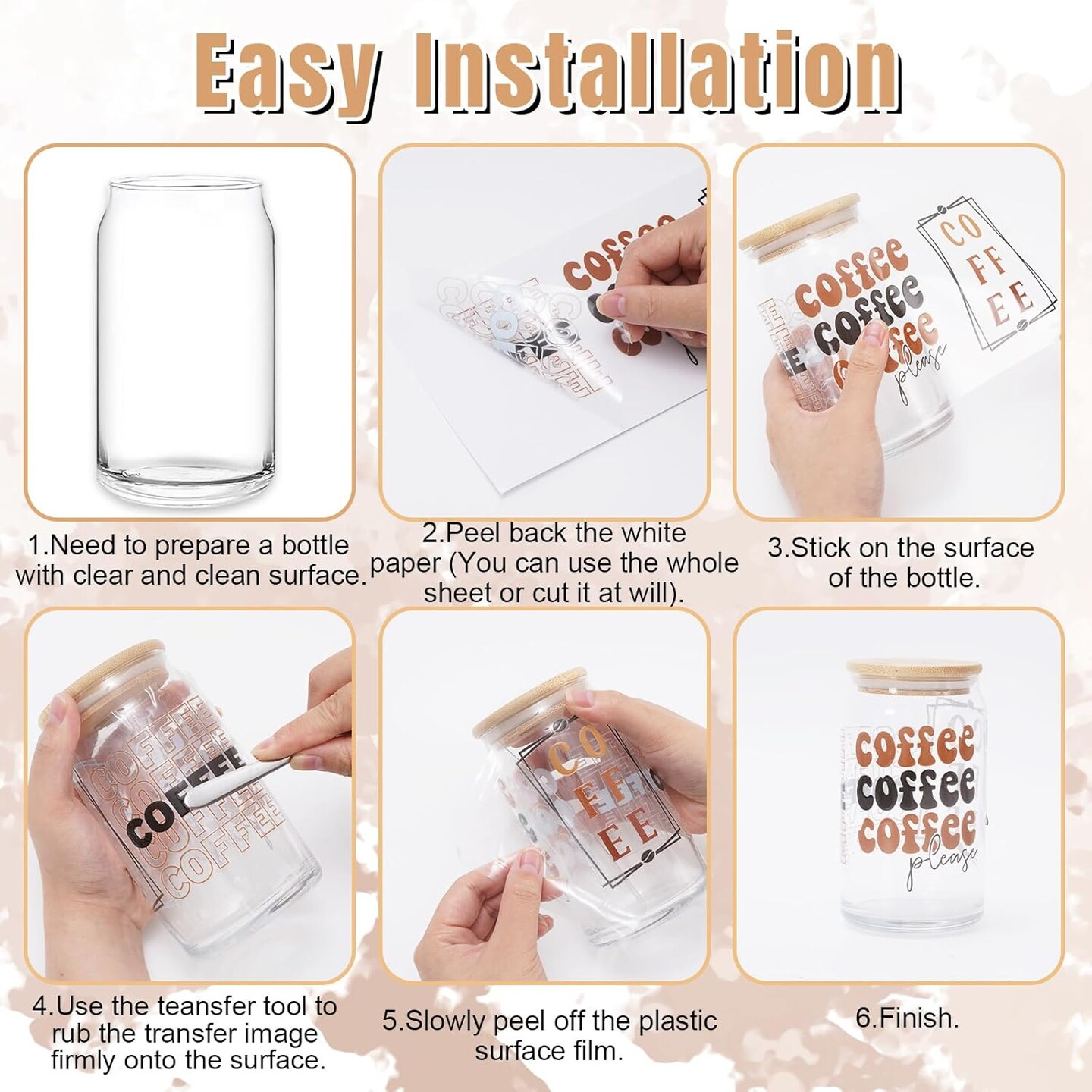12 Sheets Fall Cup Wrap Transfer Stickers