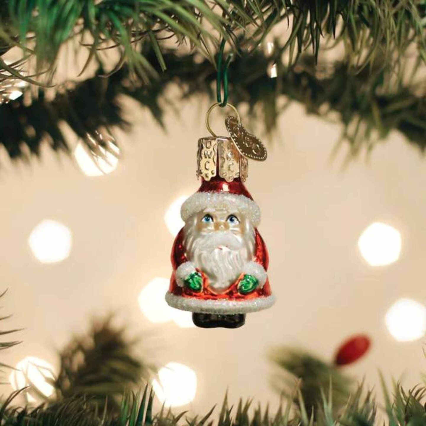 Old World Christmas 1.5 Inch Mini Santa Tree Ornament , Gumdrops Collection Jolly St Nick