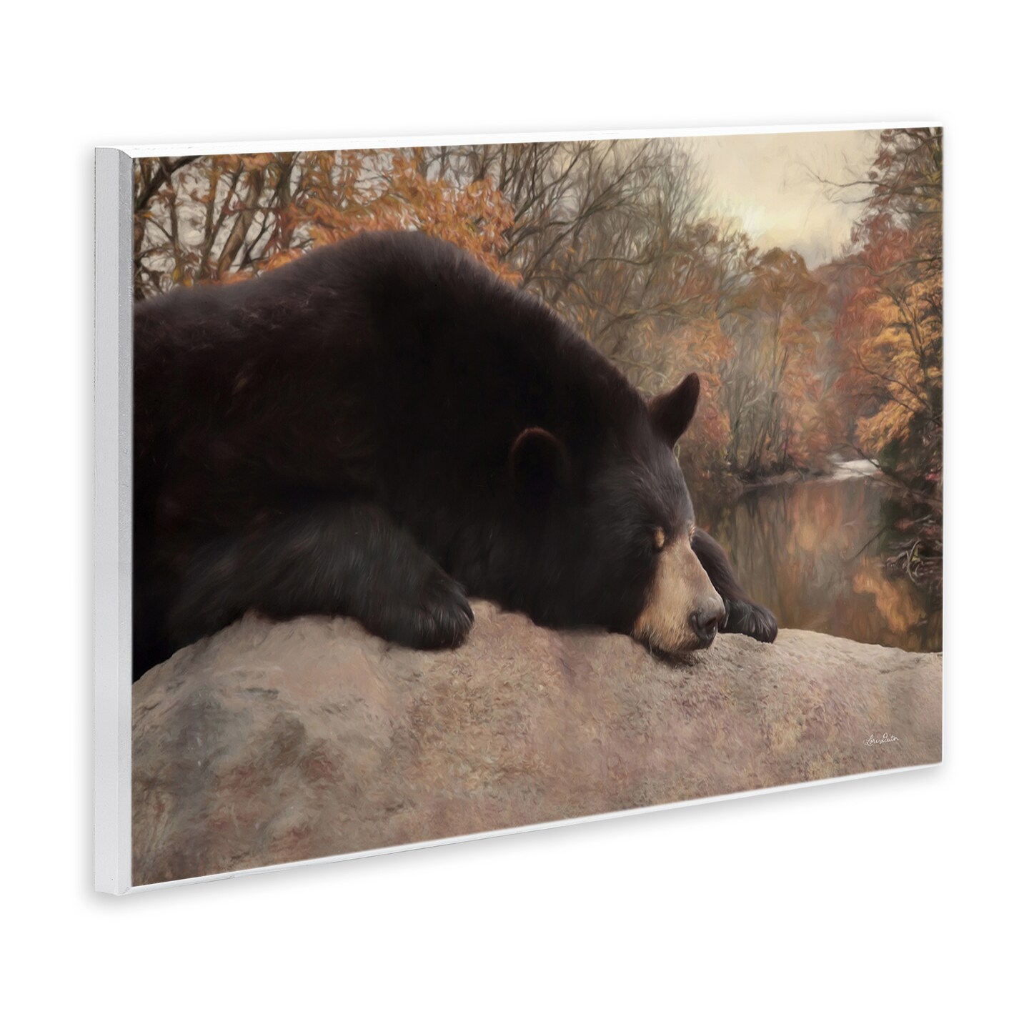 Stupell Industries Resting Bear Autumn Foliage Lake Wall Plaque Design By Lori Deiter