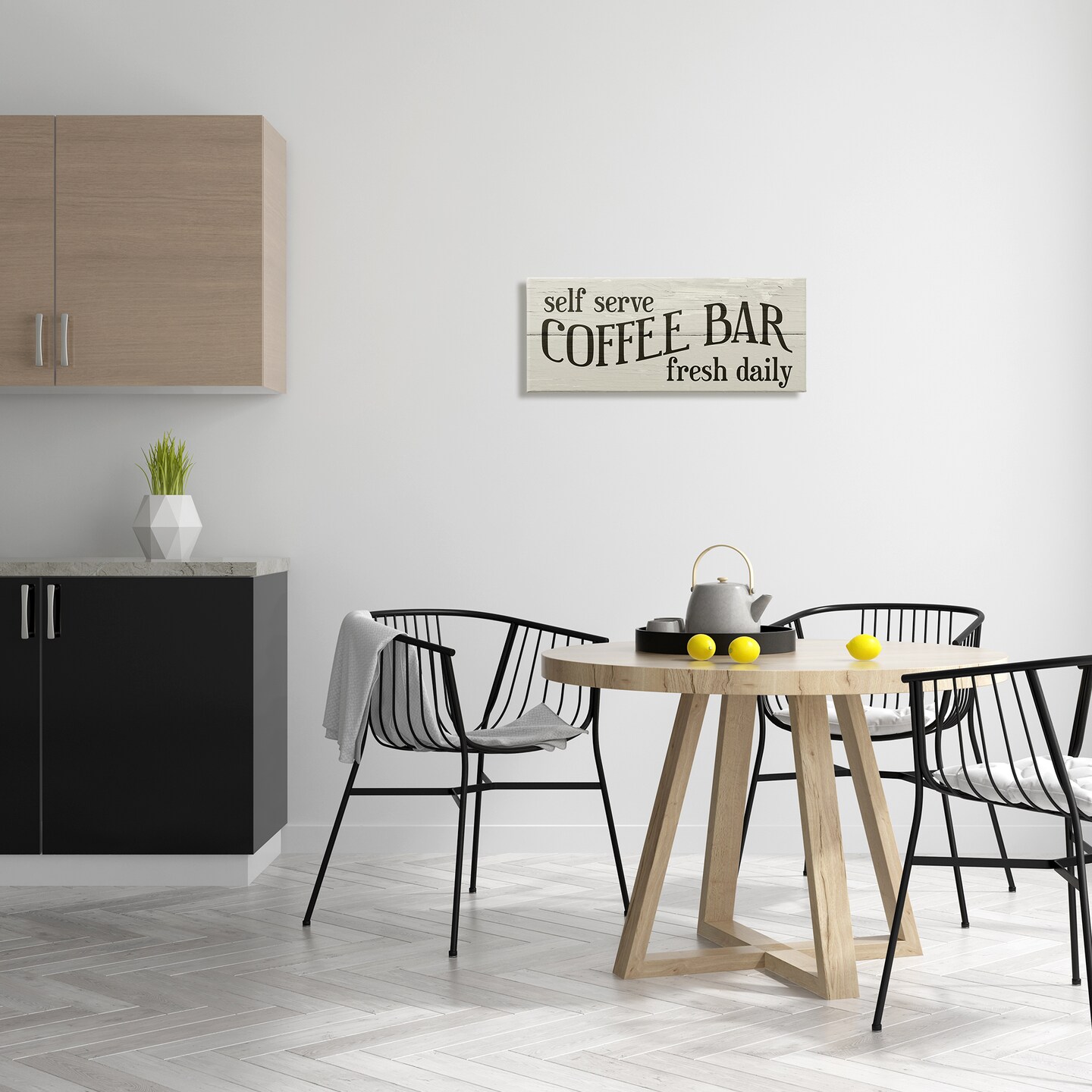 Stupell Industries Self Serve Coffee Bar Sign Rustic Plank Pattern Canvas Design By Daphne Polselli