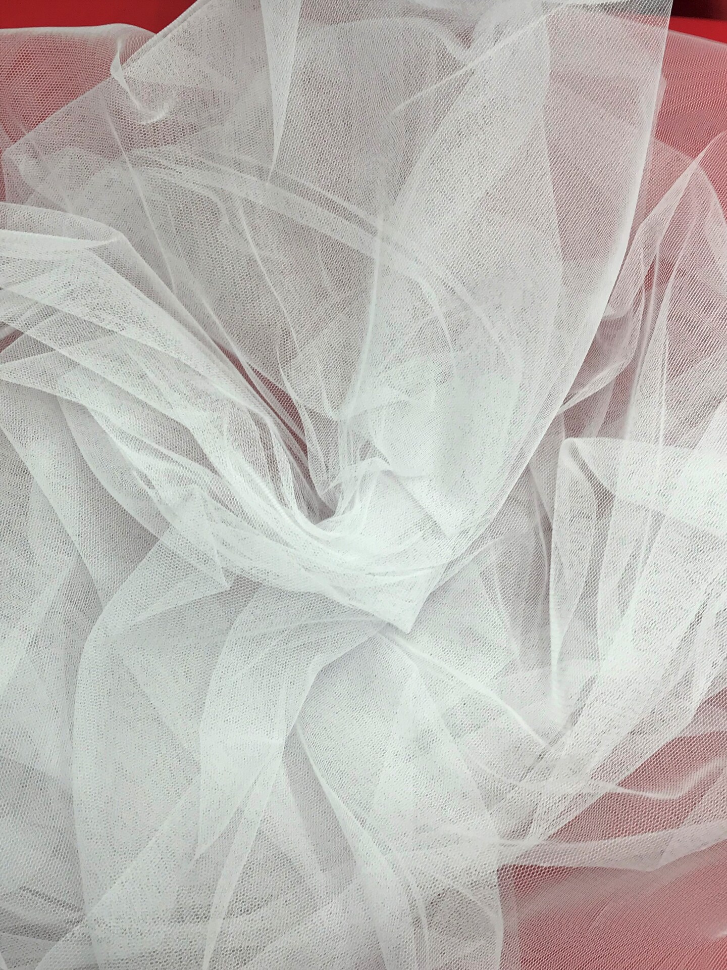 1 Yard White Stretch English Net Fabric Lightweight Sheer Mesh 100% Polyester 59/60" Wide