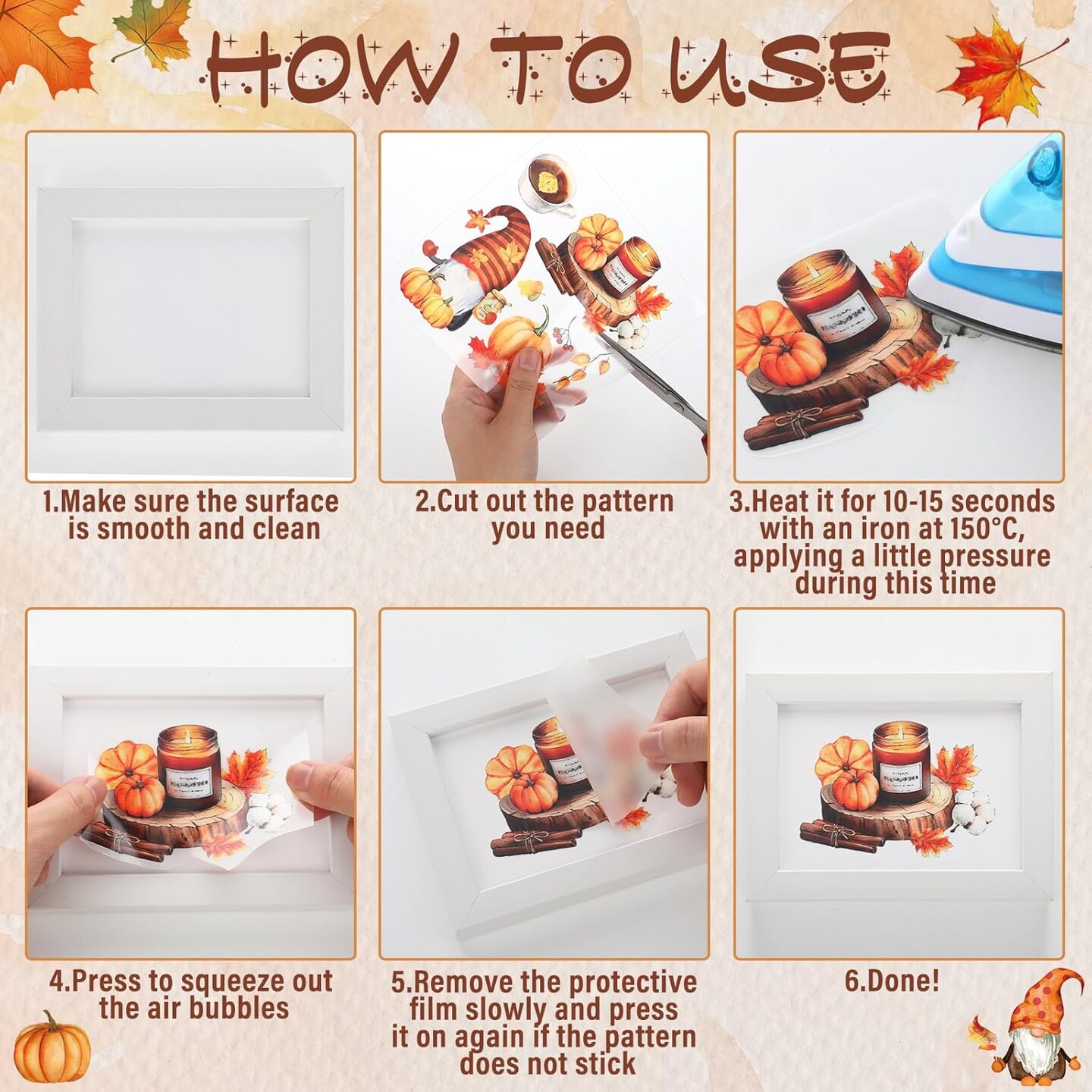 20 Sheets Fall Thanksgiving Rub on Transfers for Crafts