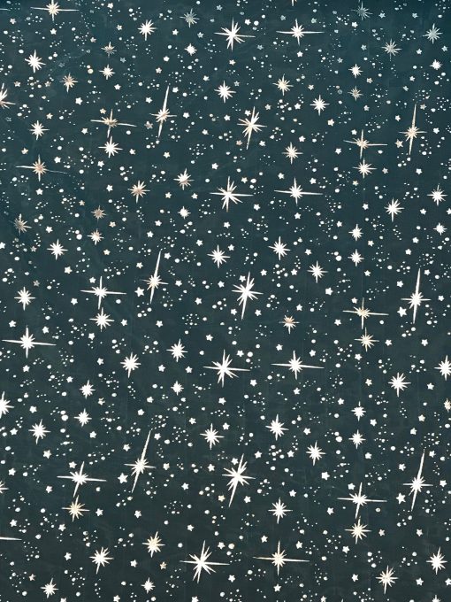1 Yard Turquoise Silver Stars Organza Fabric For Costumes Crafts Décor Accessories 58/60″ Wide