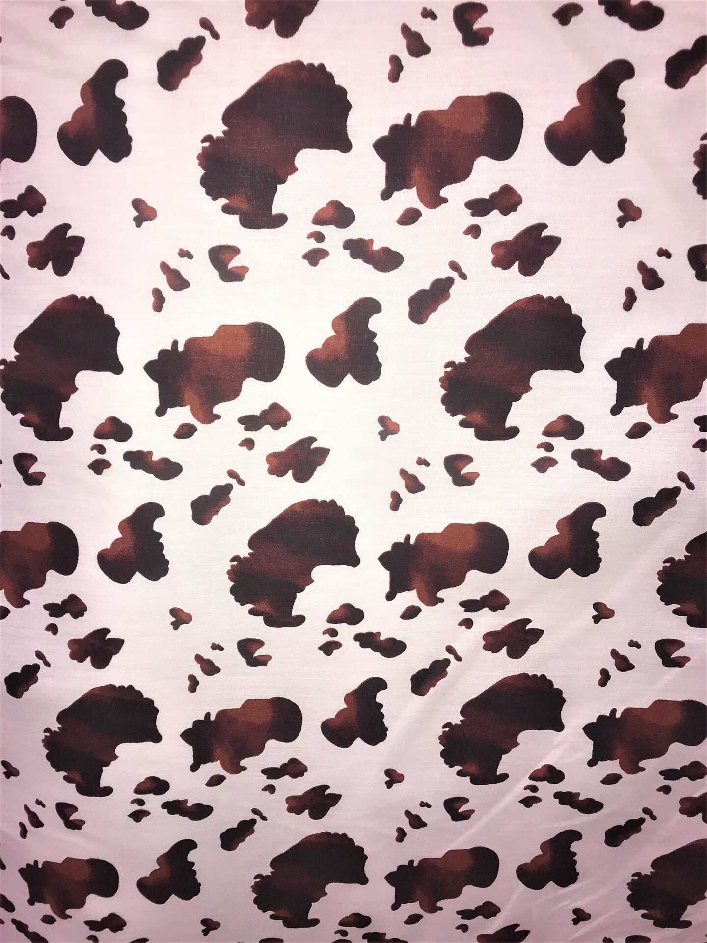 1 Yard Brown Cow Print Poly Cotton Fabric with Faded Spots for Apparel Crafts and Home Decor 59/60 Inch Width
