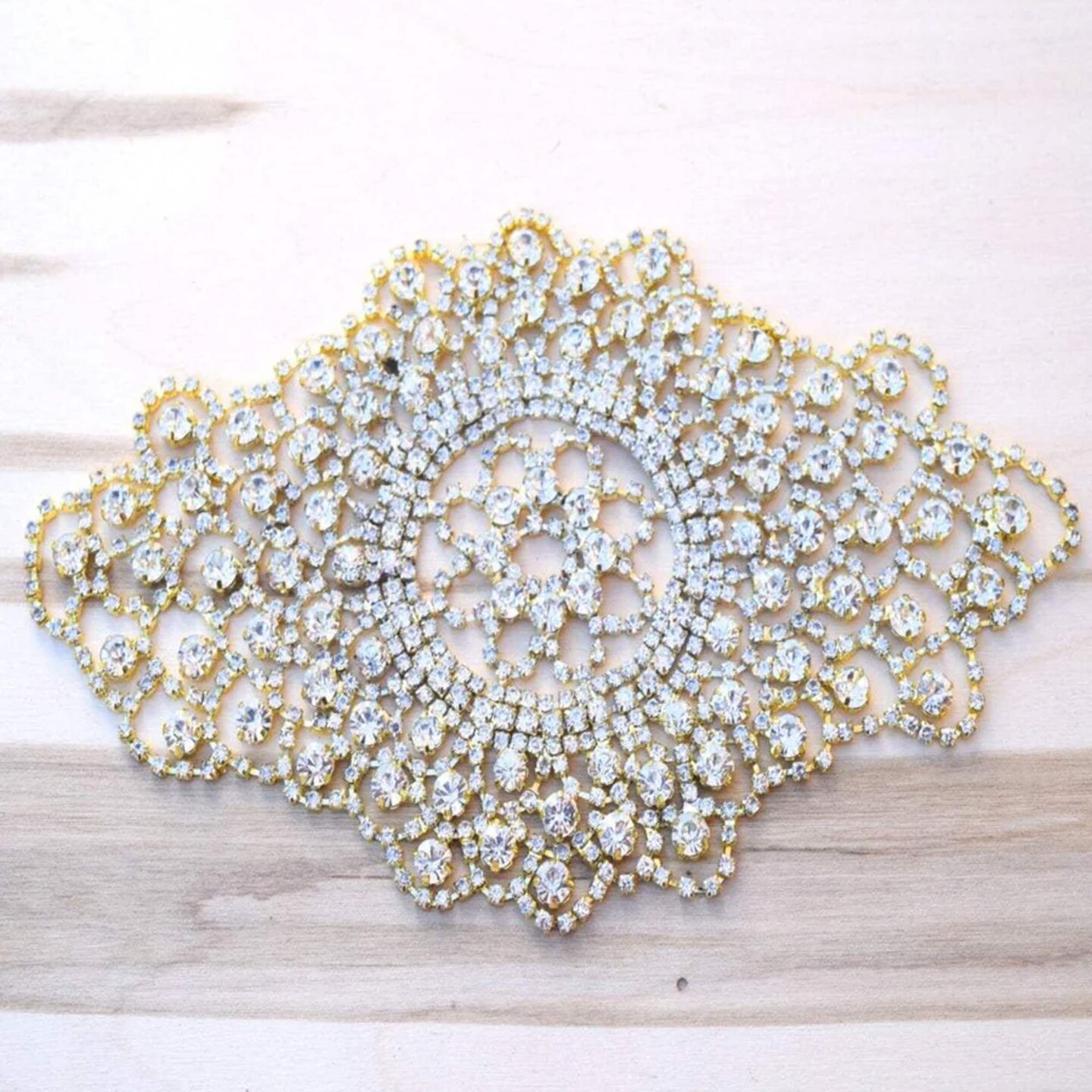 Clear Rhinestone Applique Silver Metal Back for Wedding Dresses Hats Crafts Decor