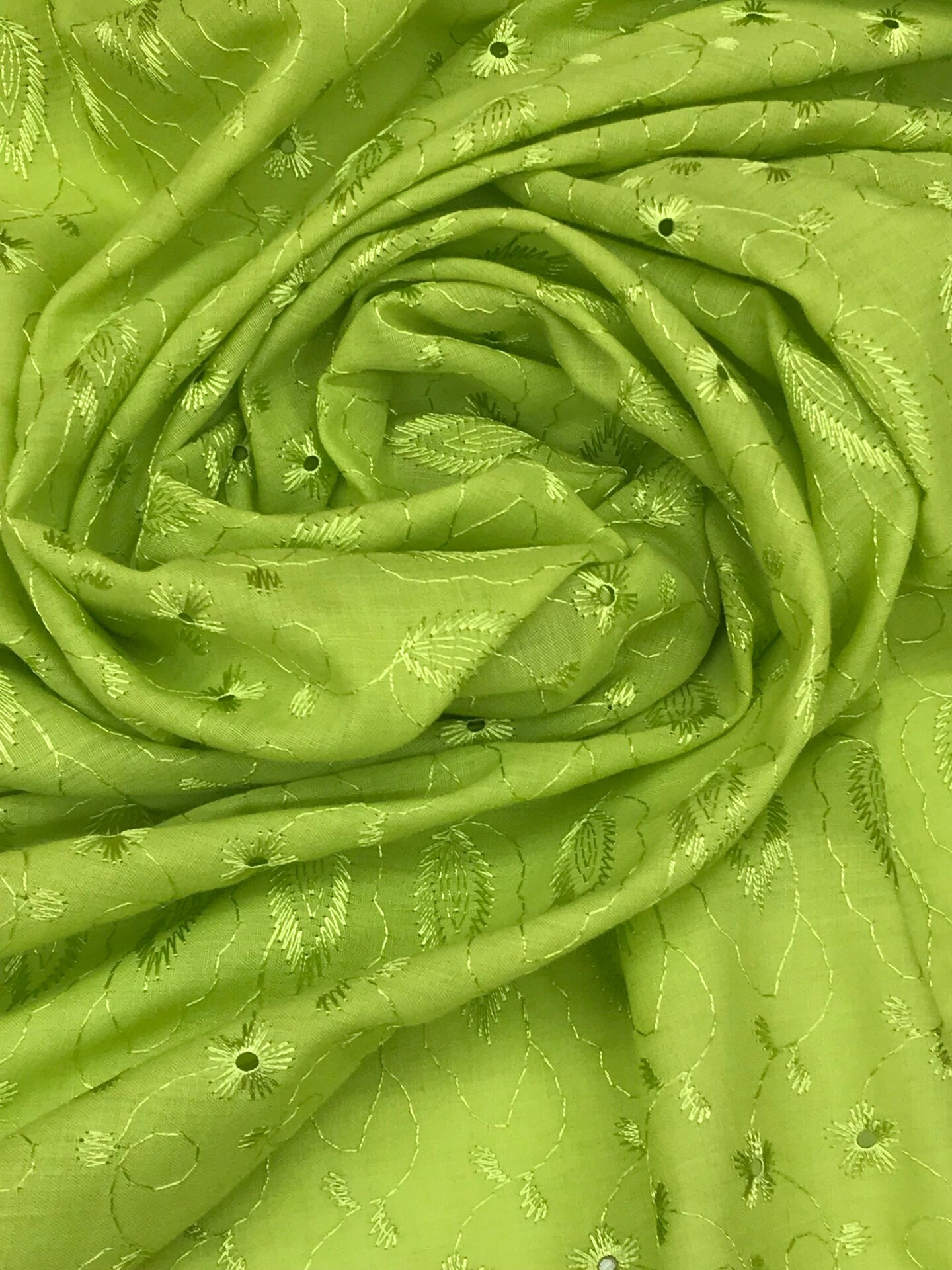 1 Yard Avocado Medium Eyelet Cotton Blend Fabric for Apparel and Crafts 41/42 Inches Wide