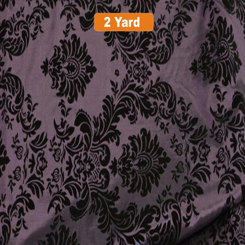 60&#x22; Wide Damask Flocking Taffeta Fabricfor Curtains Apparel and Decor