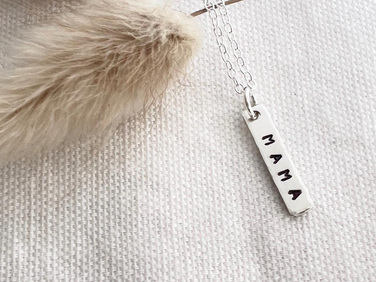 Mama Mini Bar Necklace Sterling Silver |Baby Shower Gift Custom Stamped  Bar Necklace for Her Gift for Mom Mothers Day Gift MakerPlace by