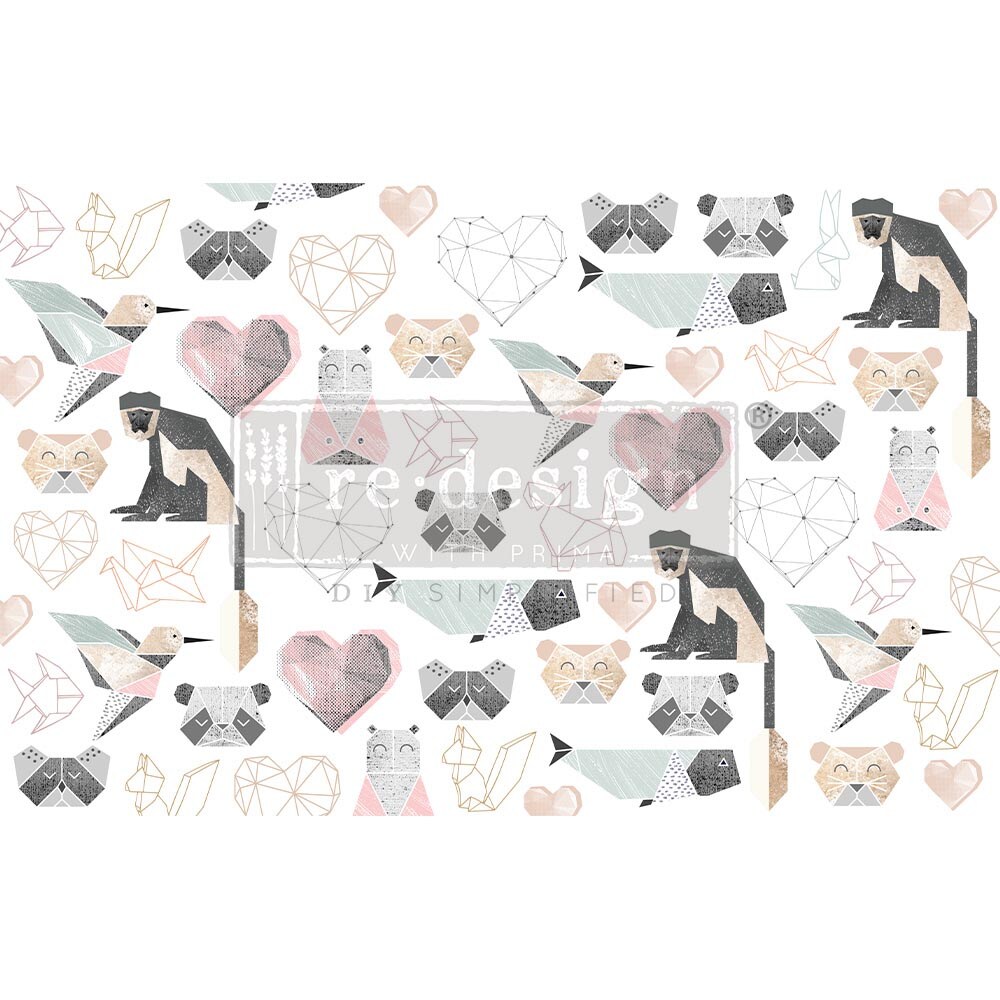 Decoupage Decor Tissue Paper - Origami Love - 1 sheet, 19"x30"