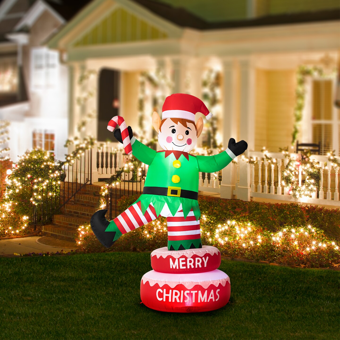 6FT Lighted Inflatable Rotating Gingerbread Man/Snowman/Elf D&#xE9;cor