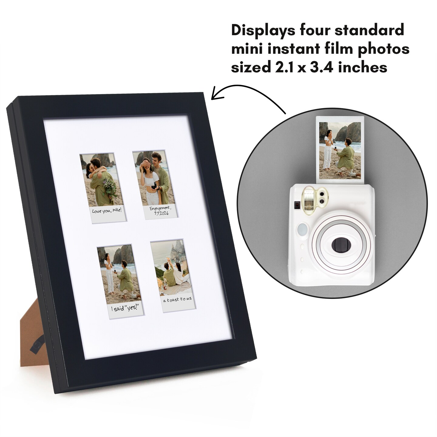Americanflat 9x11 Picture Frame with Storage - Fits Four 2x3 Instant-Print Photos - Storage Frame Holds up to 100 Photos - Black