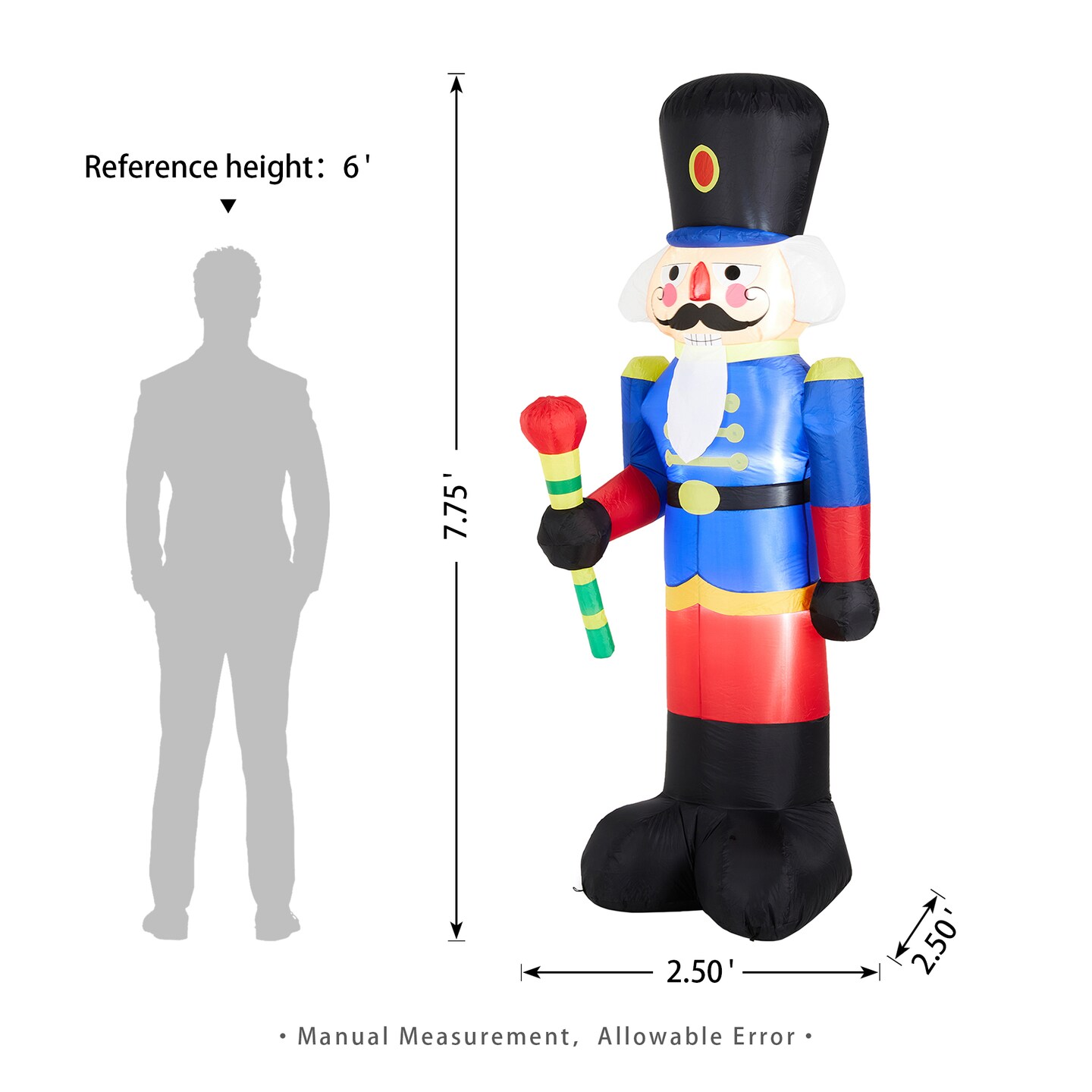 Set of 2 8FT Lighted Inflatable Nutcracker Soldier Décor