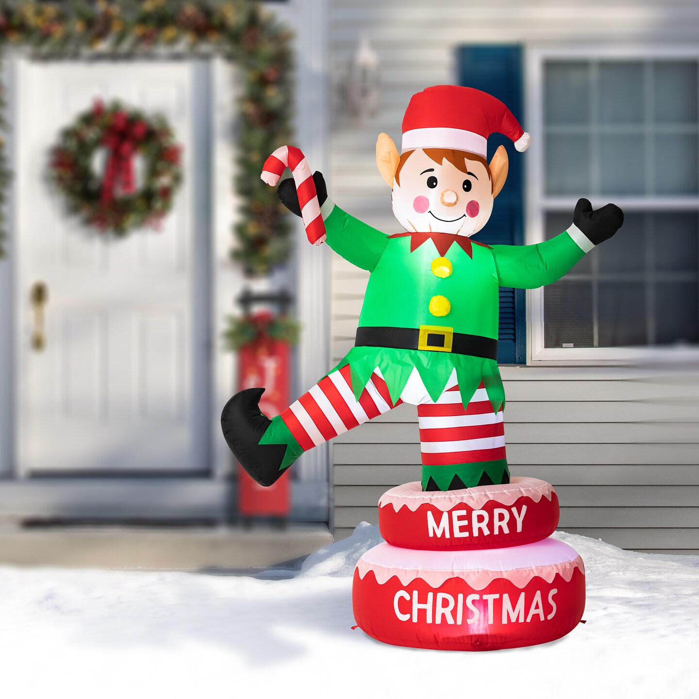 6FT Lighted Inflatable Rotating Gingerbread Man/Snowman/Elf D&#xE9;cor