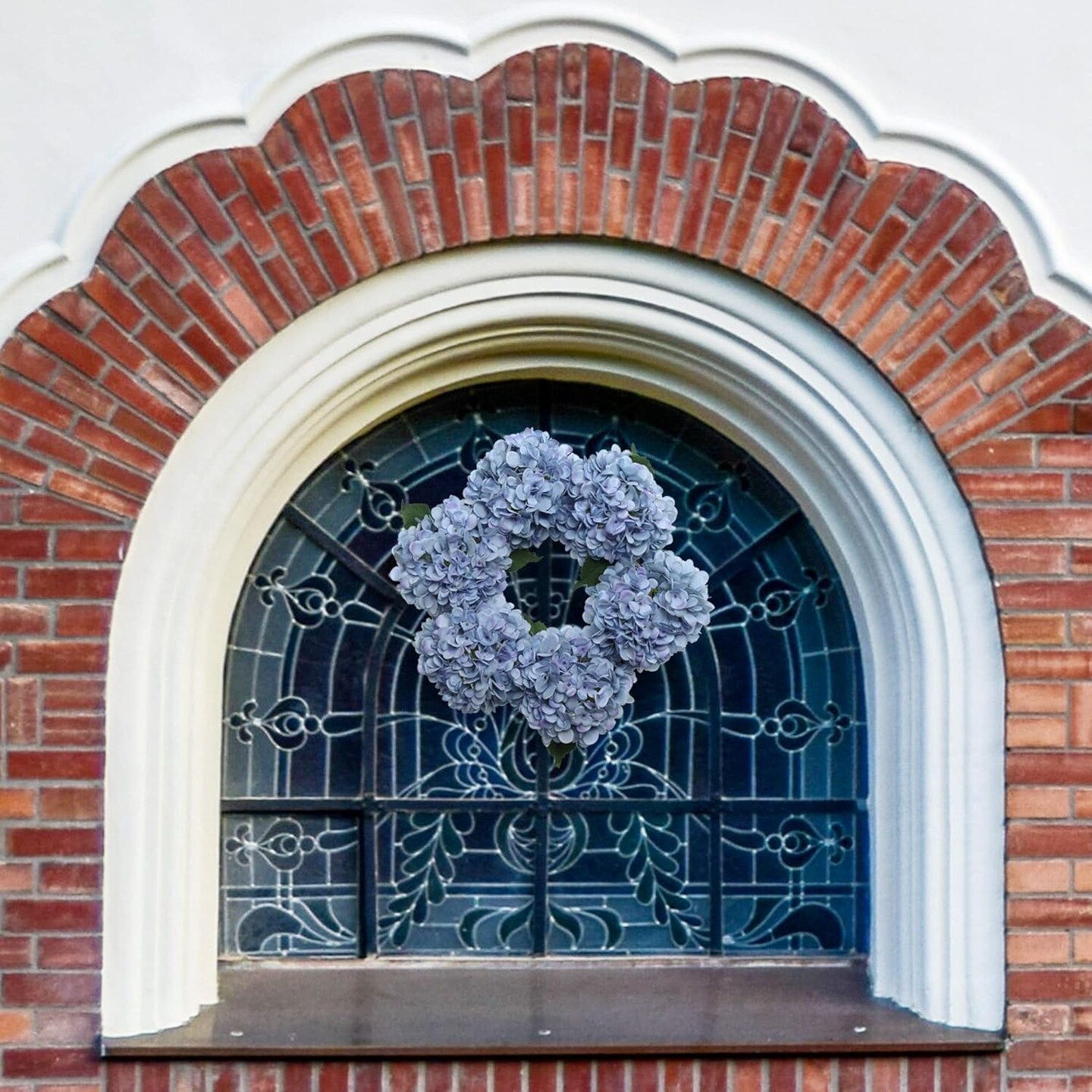 15" Blue Hydrangea Wreaths - 2-Pack, Lifelike Blooms on Grapevine Base, Perfect for Front Door, Wall & Wedding Décor - Spring & Year-Round Accent, Floral Home by Artificial Flowers