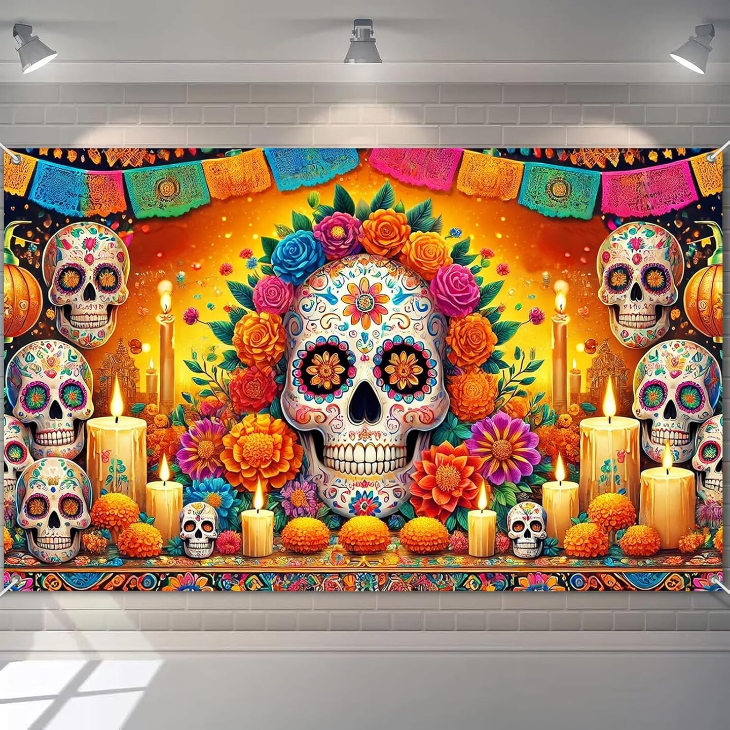 Day of the Dead Banner 71x43 Inch D&#xED;a de los Muertos(Day of the Dead Decor#0012)71&#x22;L x 43&#x22;W