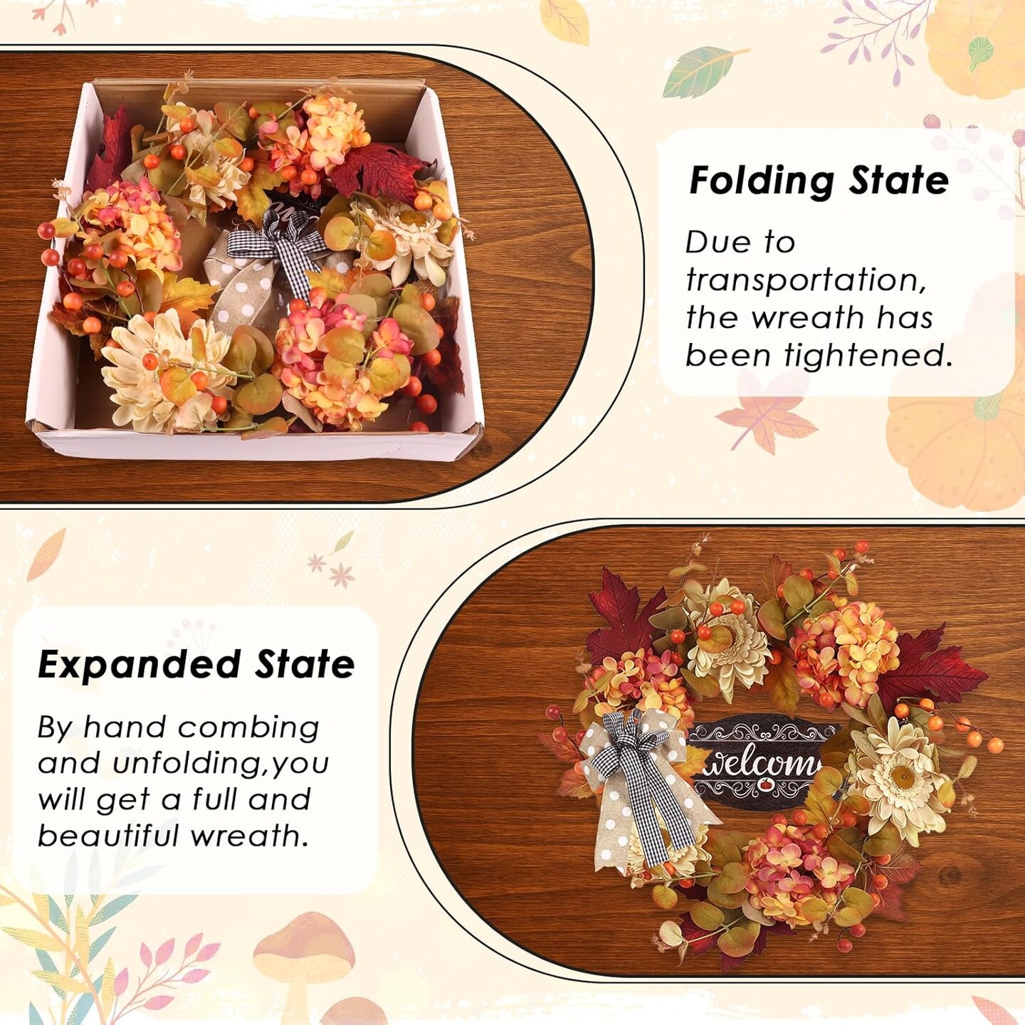 Fall Wreaths for Front Door(Wreath Autumn)5"D x 20"W x 20"H