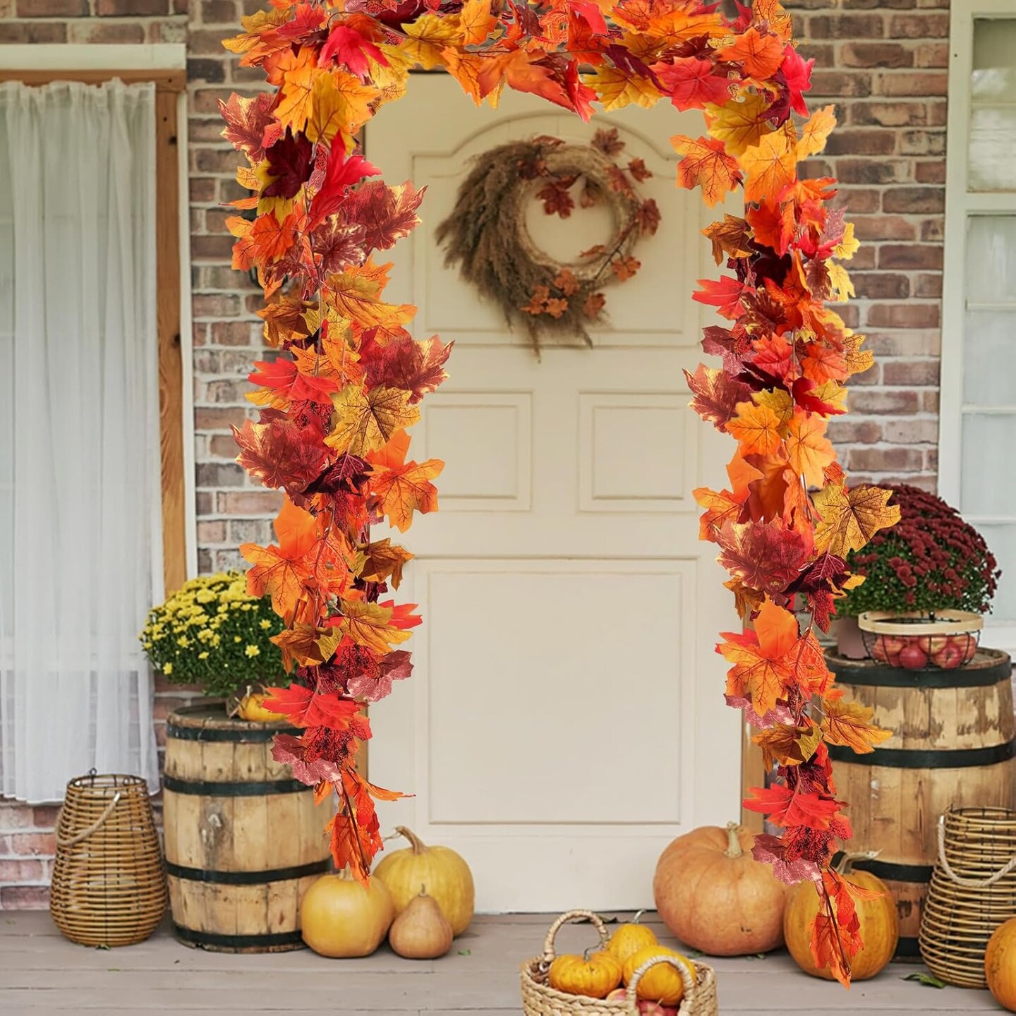 2 Pack Fall Garland(Fall Maple Leaf Garland)&#x9;8.31 x 5.98 x 4.29 inches