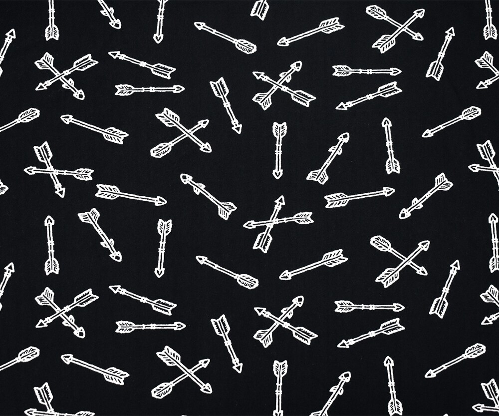 Black-White Arrow Printed Poly Stretch Double Brushed Jersey Knit Fabric By the Yard