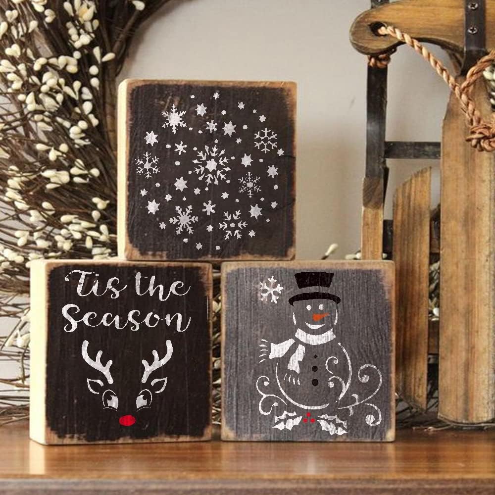 Large Merry Christmas Stencils for Crafts Reusable (Christmas Stencils) 14.75&#x22;L x 8&#x22;W