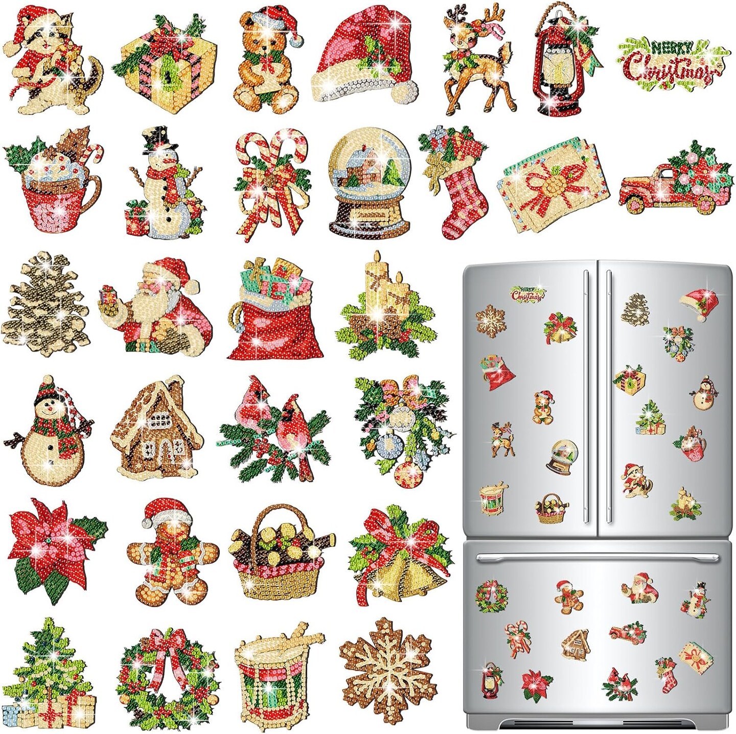 30 Pcs Christmas Diamond Painting Magnets Kits(Xmas)