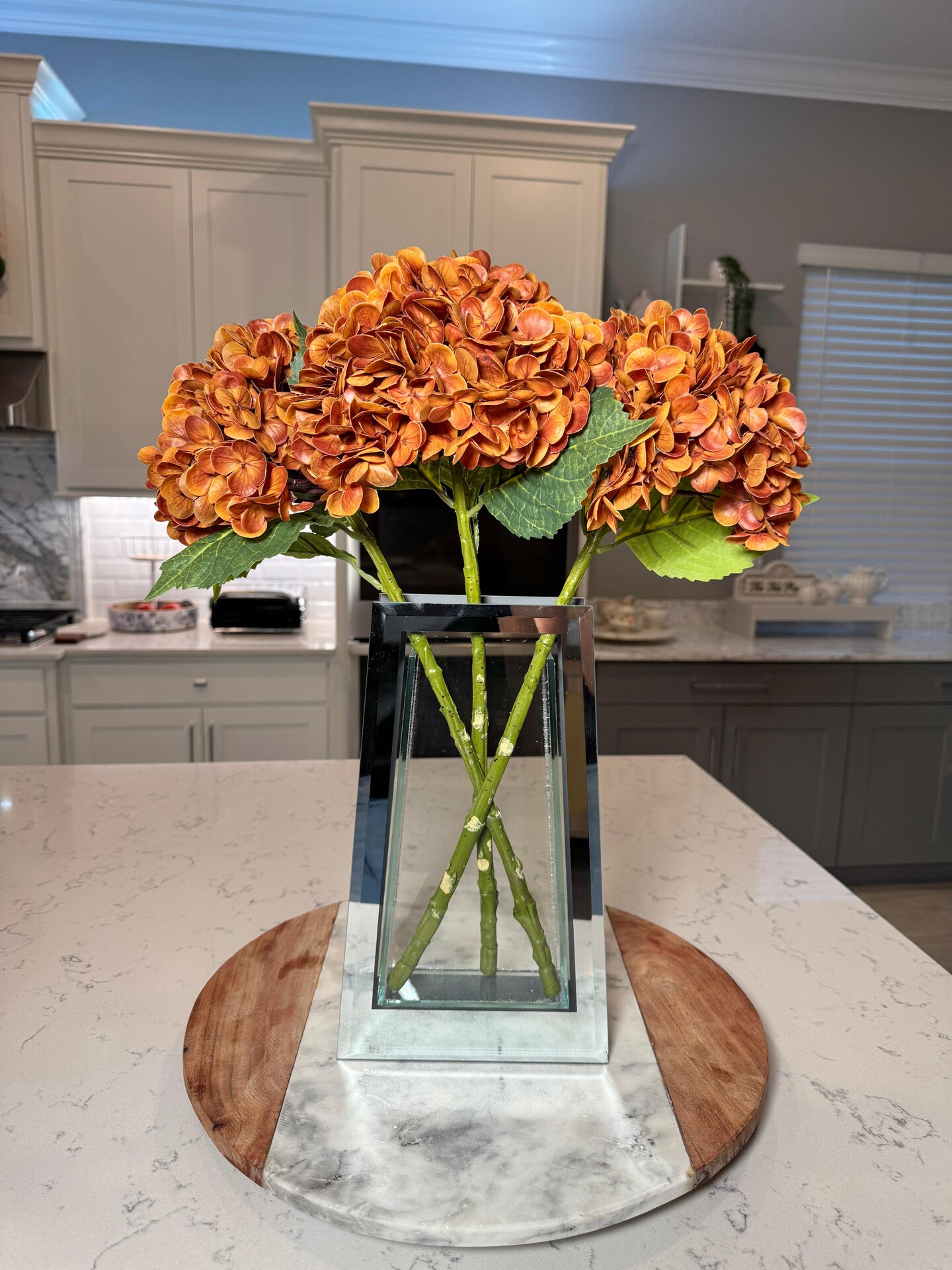 Ariane Nude Orange Hydrangea Real Touch Artificial Flower Stem for Home Decor Fall Autumn Season