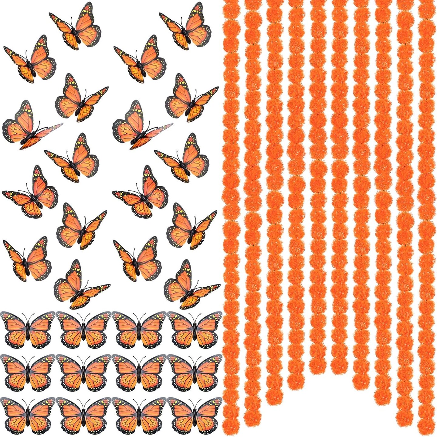 40 Pieces 5 ft Day of The Dead Marigold Garland Set (Orange)