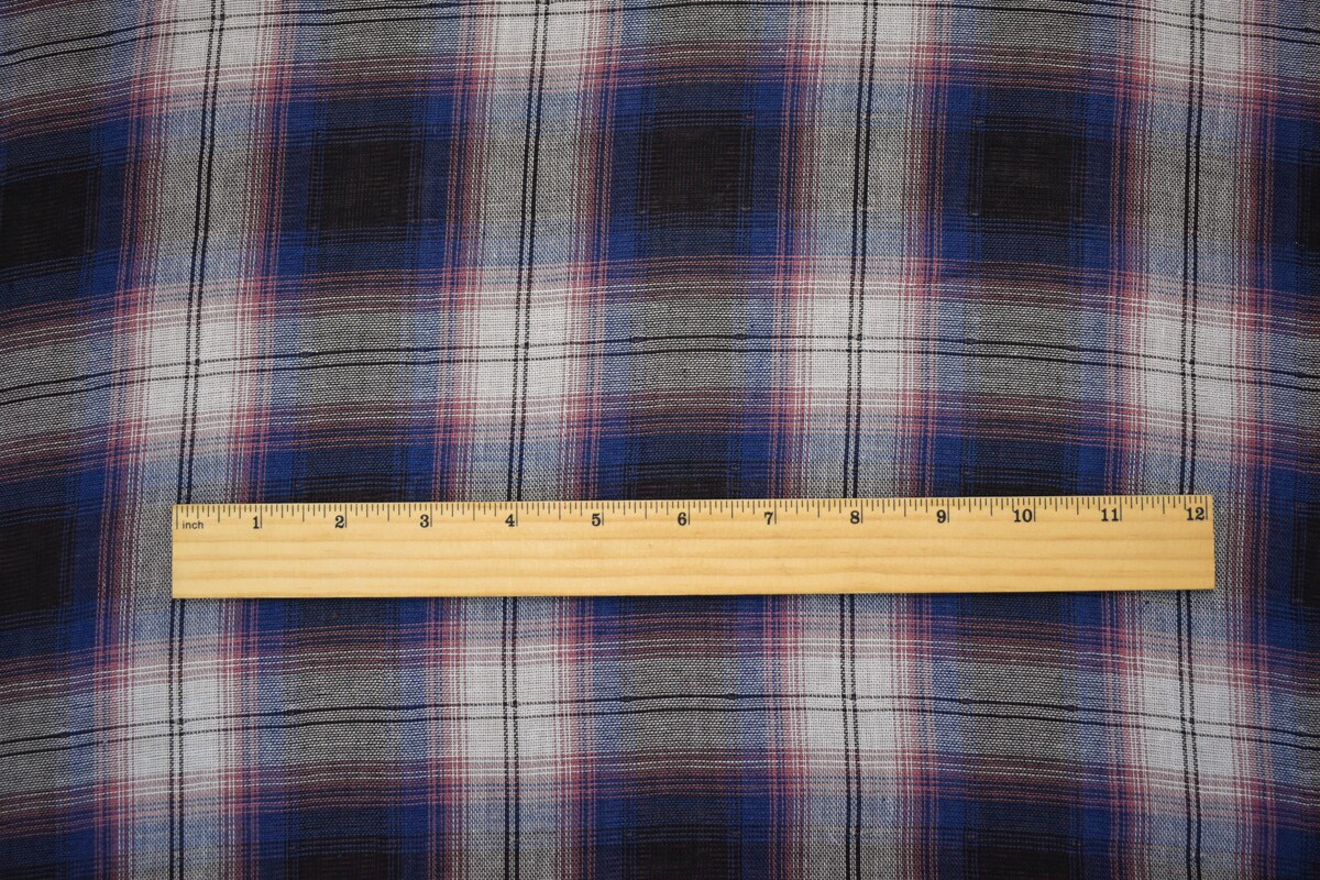 Blue-Pink-Multi Famous Maker Cotton Plaid Double Gauze Woven Fabric By the Yard