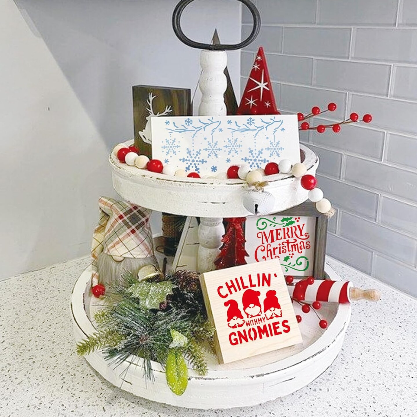 60pcs Small Christmas Stencils for Painting on Wood (60 Christmass 3x3in) 3"L x 3"W