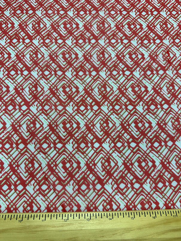 Red Diamond Poly Print Chiffon Fabric By the Yard