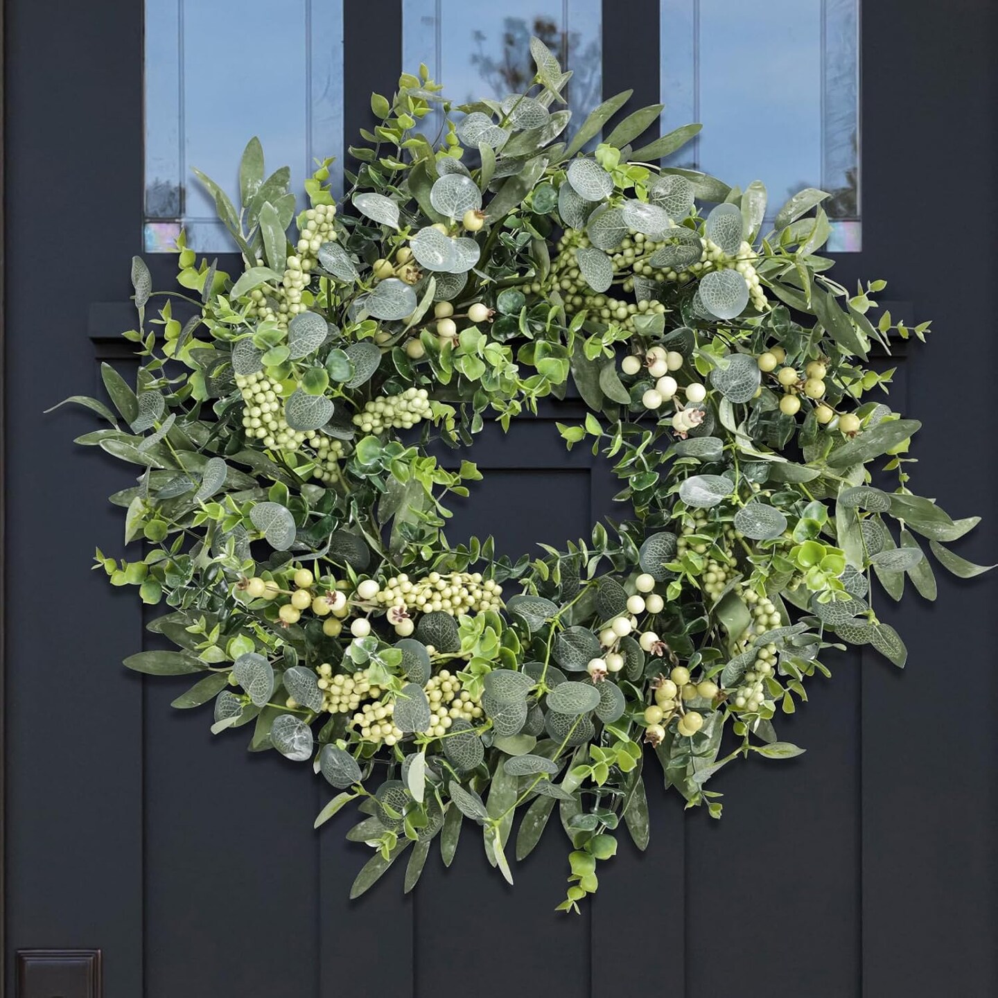 22" Eucalyptus Wreath(Green With Multicolored Accents)11"D x 11"W x 2.7"H