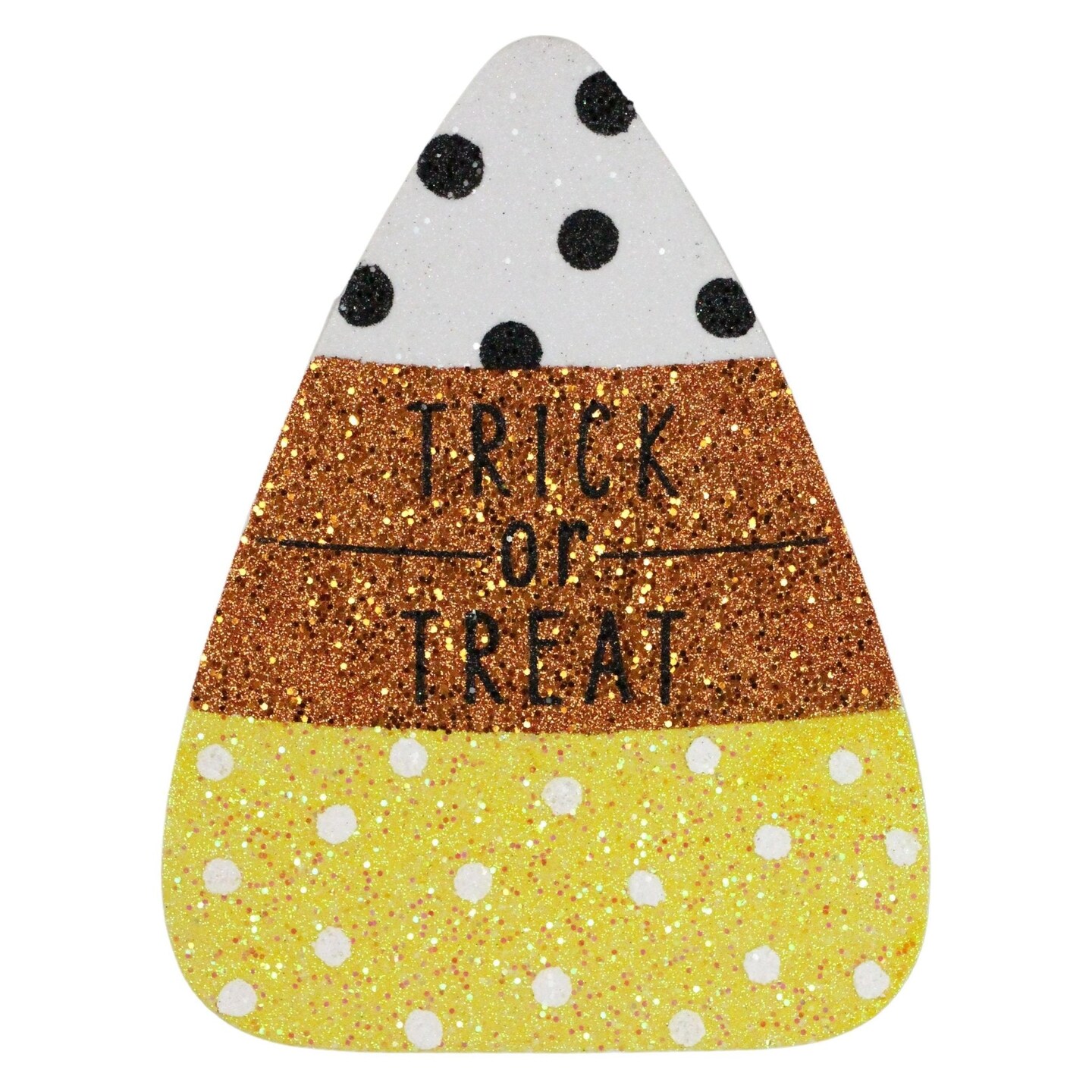9.5&#x22; Glitter Eva Trick or Treat Candy Corn Sign