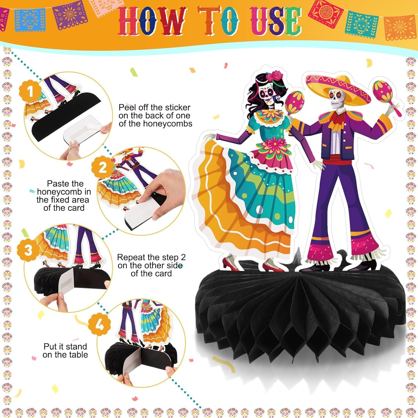 9 Pcs Dia De Los Muertos Decorations Day of The Dead