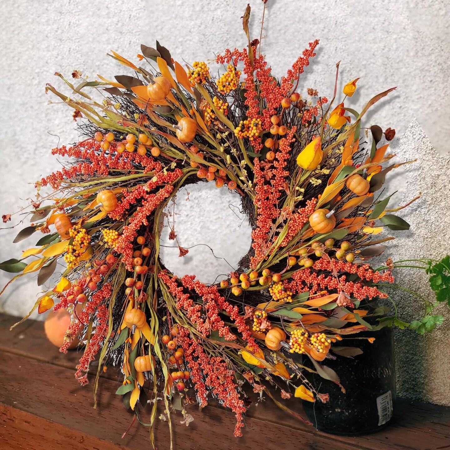 24 inch Fall Wreath Decor(06-orange Berry)