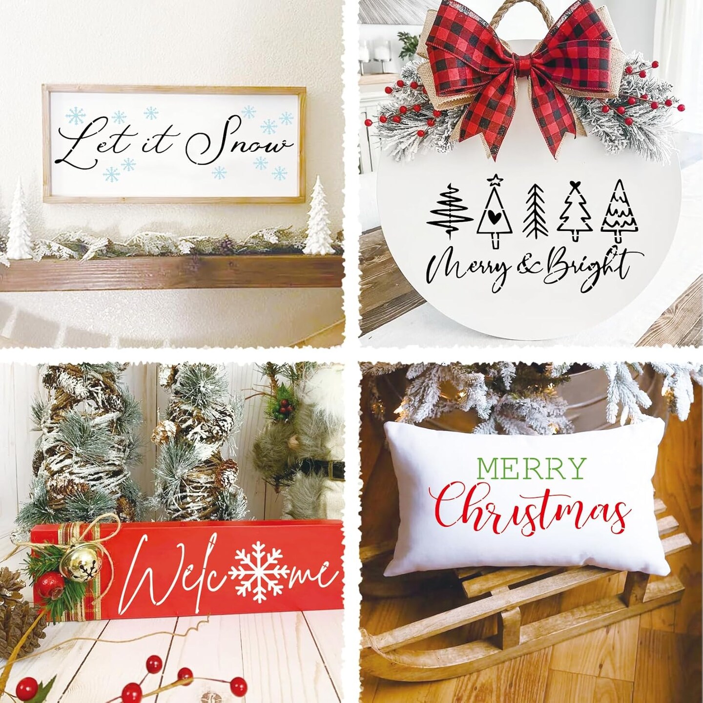 Christmas Doormat Stencils Reusable Holiday (half23) 11.8&#x22;L x 5.9&#x22;W