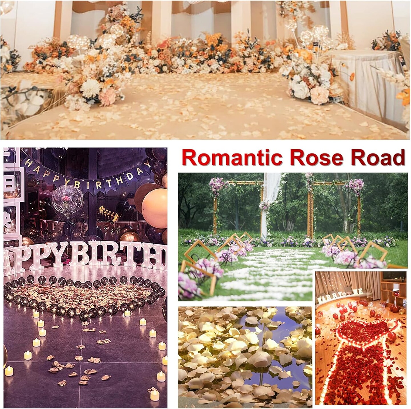 300PCS Fake Rose Petals for Romantic Night Romantic Festive Atmosphere Creation for Marriage Proposal Wedding
