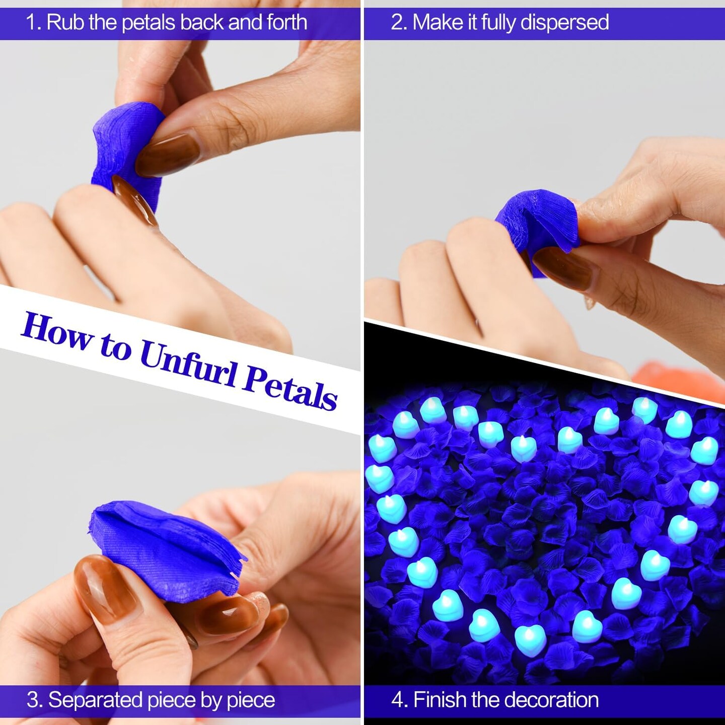 Artificial Rose Petals with LED Tea Lights Kit, for Special and Romantic Night Valentine Wedding Decor