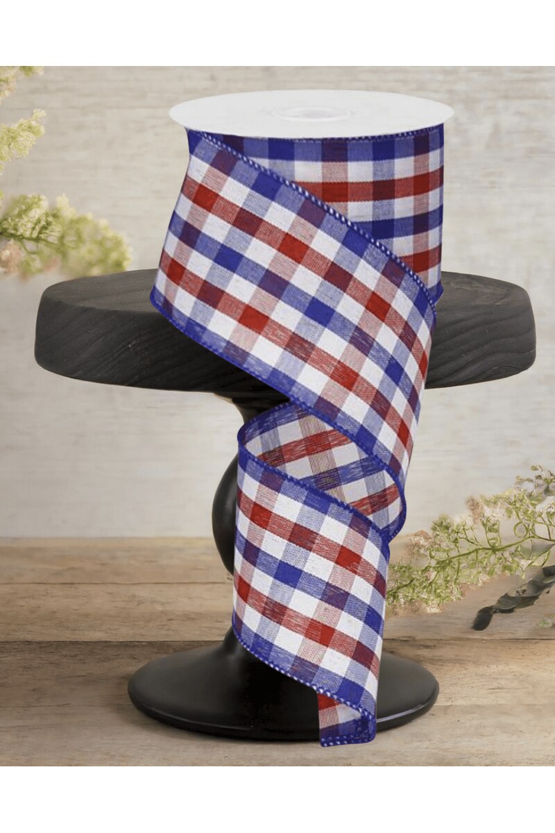 2.5&#x22; Gingham Plaid Ribbon: Patriotic (10 Yards)