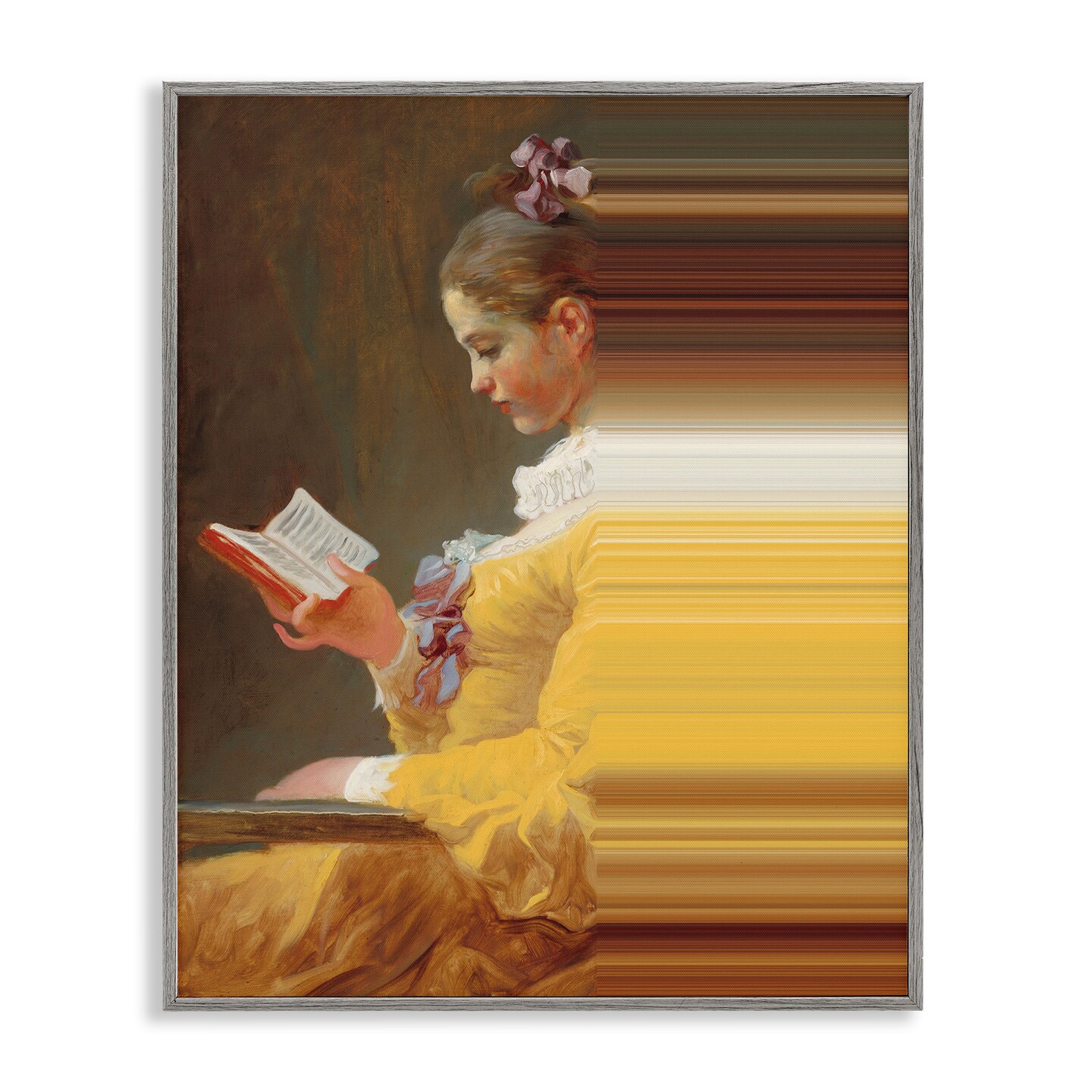 Stupell Industries Vintage Lady Reading with Gradient Streaks Framed Giclee, design by Seven Trees Design