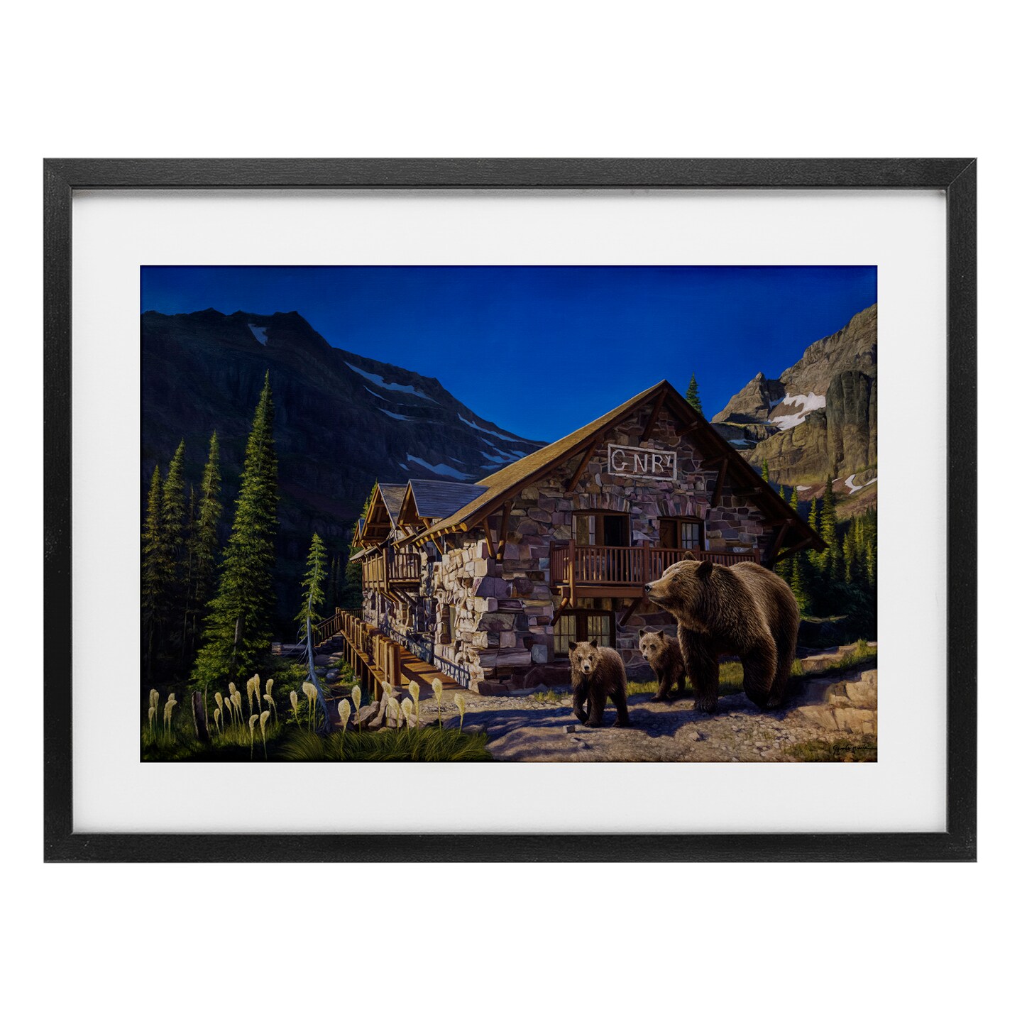 Stupell Industries Forest Cabin & Bears Framed Print Under Glass, design by James Corwin