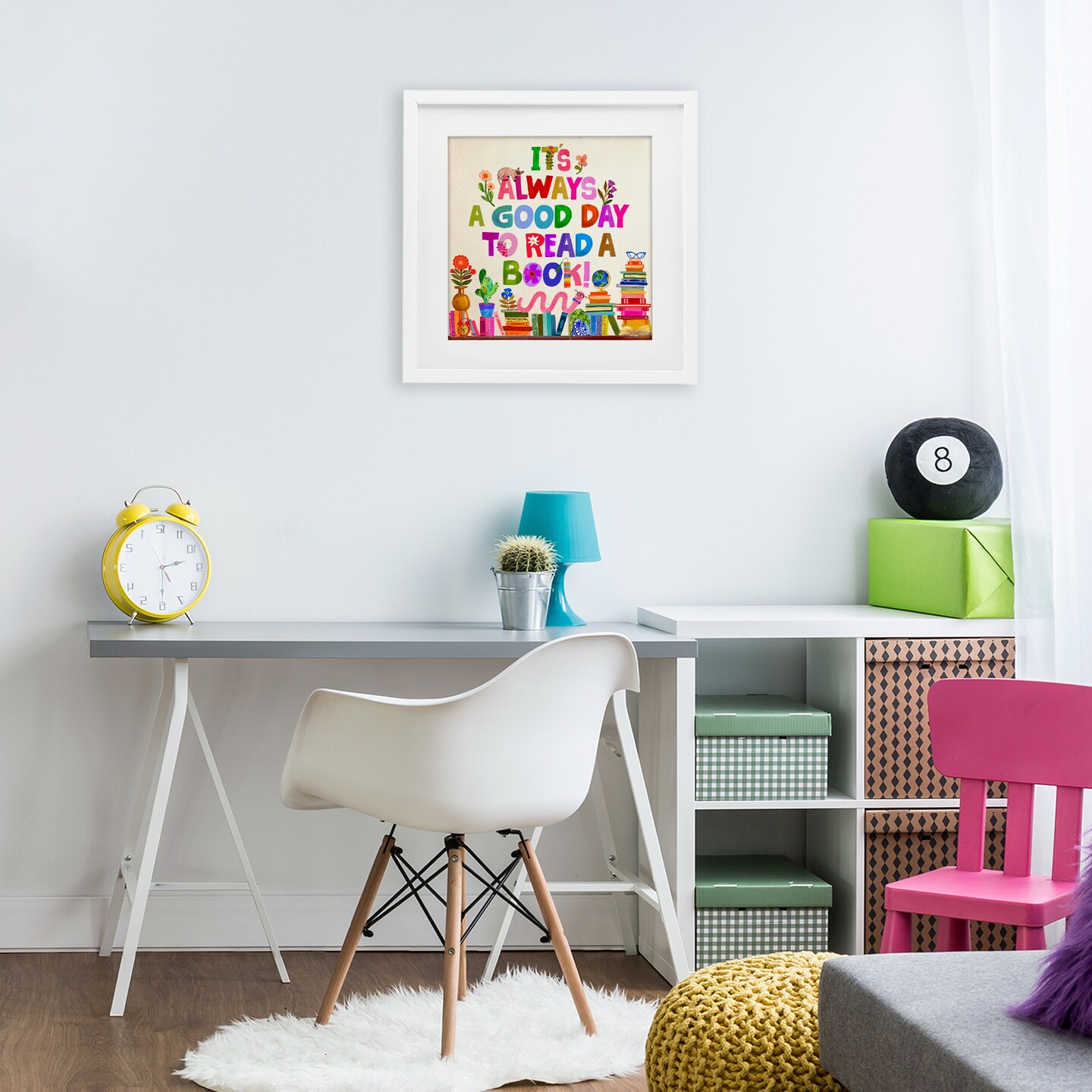 Stupell Industries Good Day To Read A Book Framed Print Under Glass, design by Katherine Herrell Studio