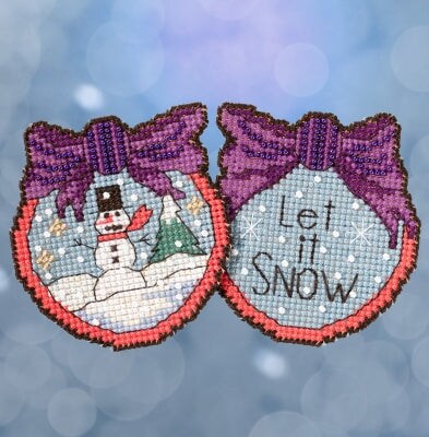 DIY Mill Hill Sticks Let it Snow Man Christmas Beaded Cross Stitch Ornament Kit