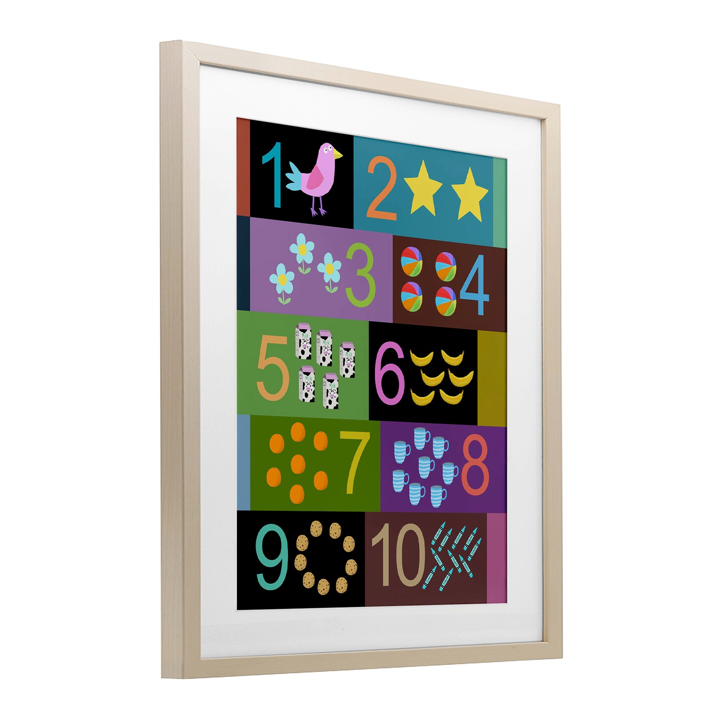 Stupell Industries Learning To Count Chart Framed Print Under Glass, design by Carla Daly