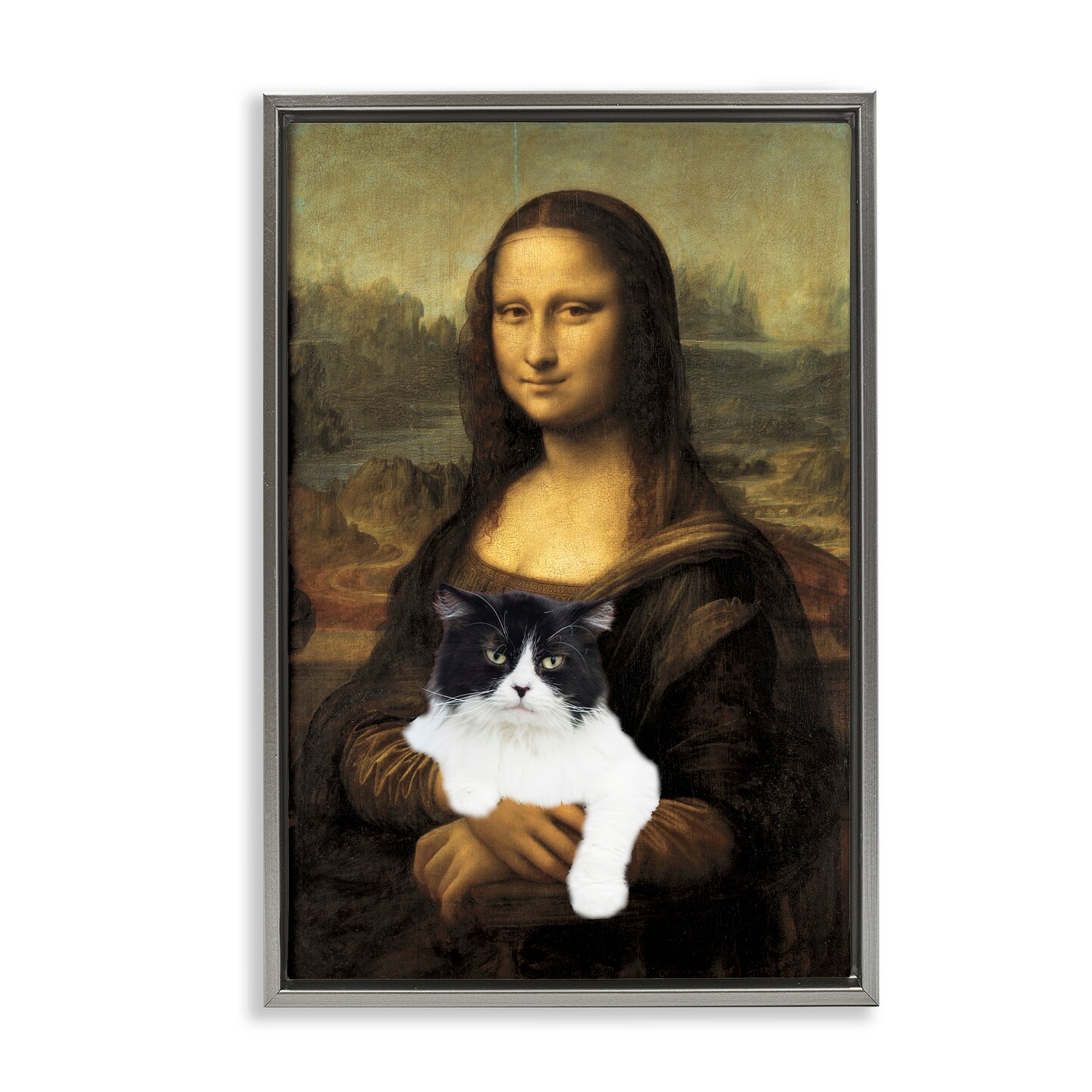 Stupell Industries Mona Lisa Cat Lady Floating Frame, design by Masters Redux