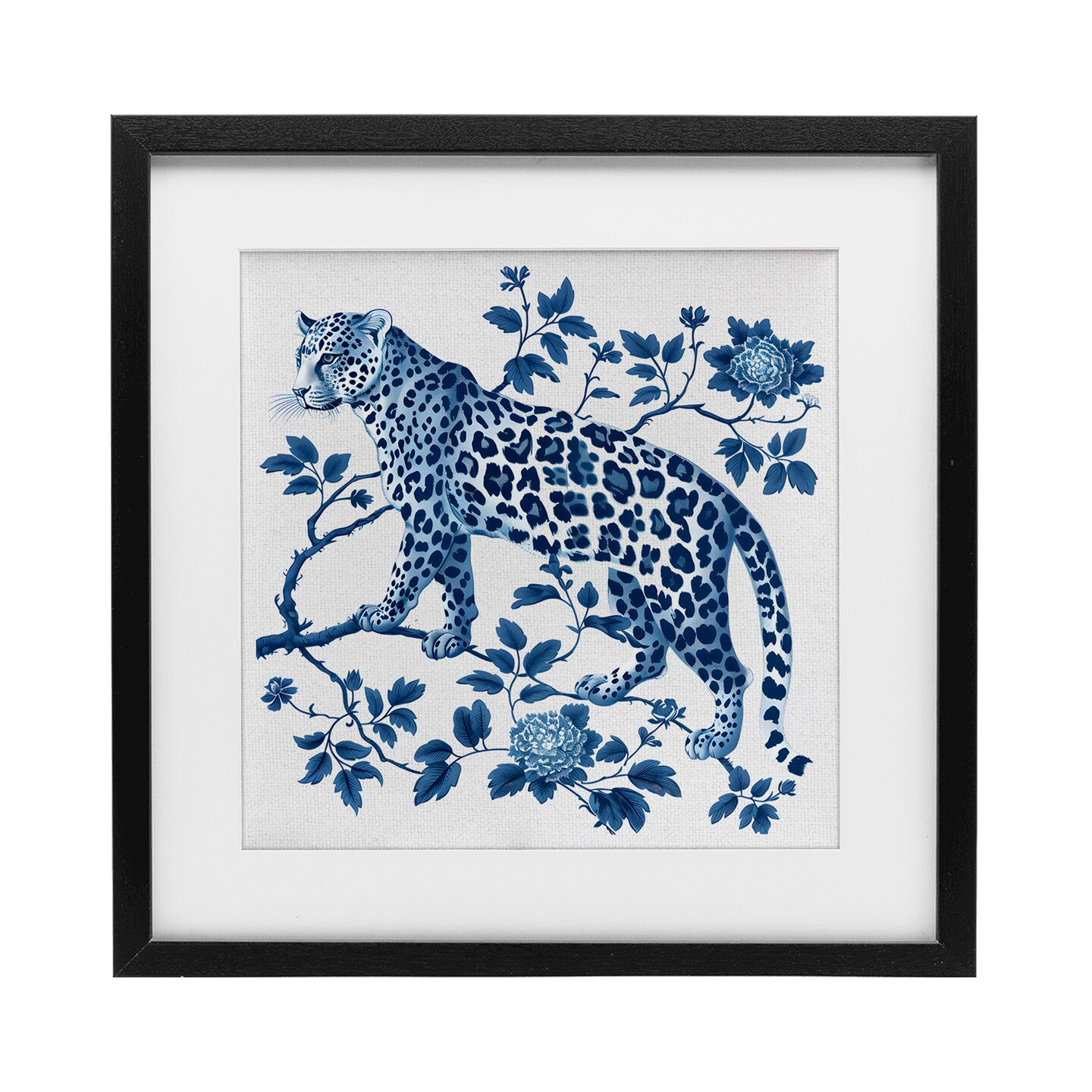 Stupell Industries Traditional Ornate Floral Leopard Framed Print Under Glass, design by Lettered and Lined