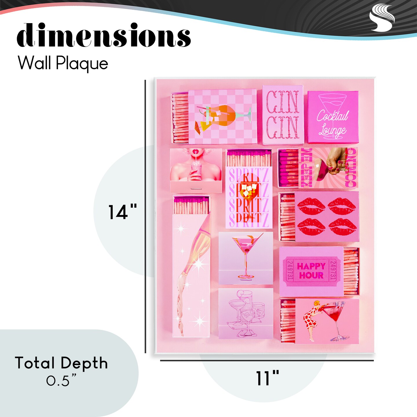 Stupell Industries Feminine Glam Matches Wall Plaque, design by Lil' Rue