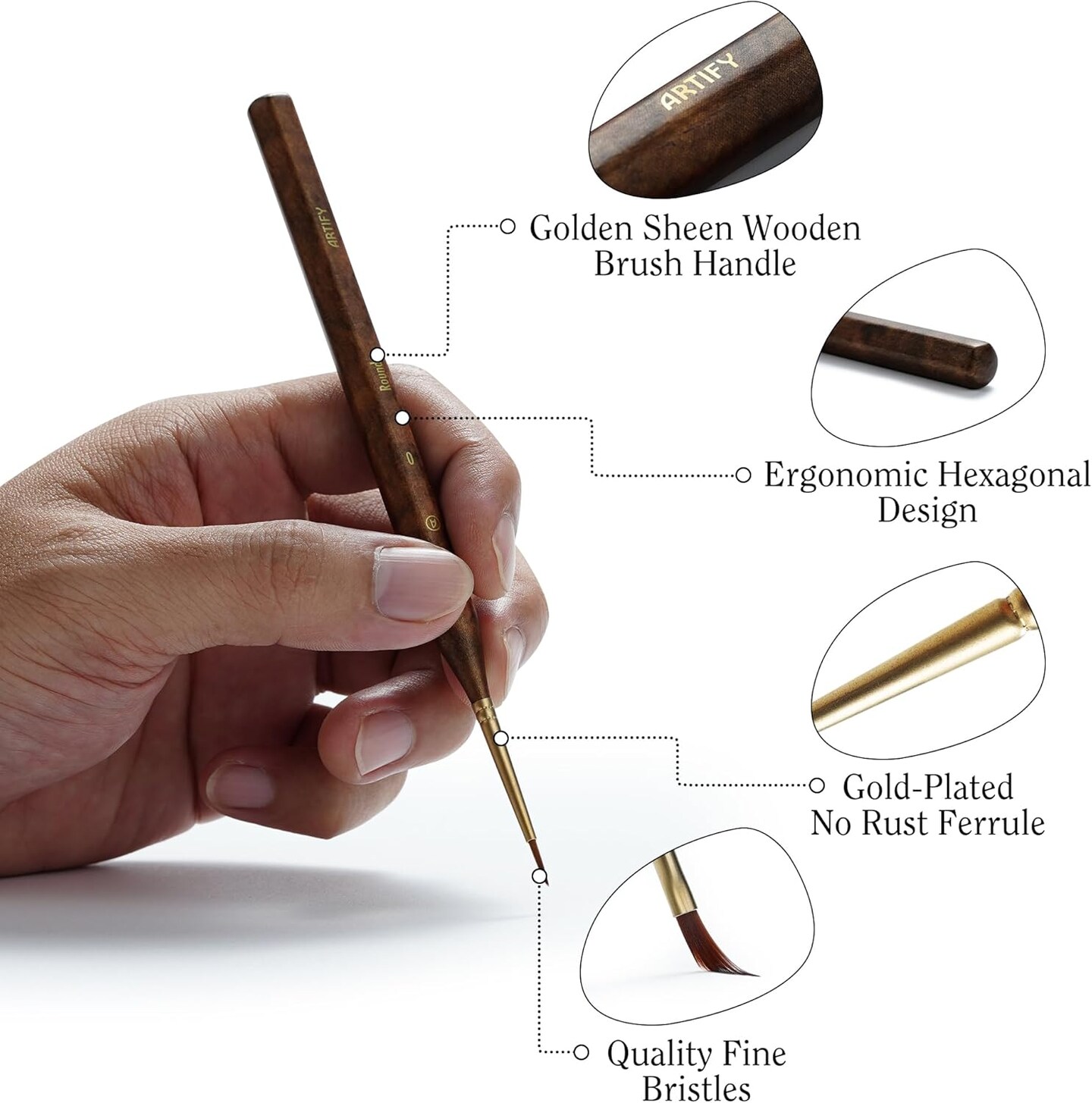 Artify Detail Paint Brush Set, 12Pcs Fine Paint Brushes for Detail, Model &#x26; Craft, Miniature Paint Brushes, No-Splitting Synthetic Synthetic Bristle, for Watercolors, Oil, Acrylics