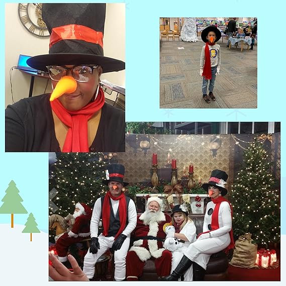 4E's Novelty Snowman Costume for Adults – 5-Piece Set with Top Hat, Shawl, Carrot Nose & Gloves, Fun Snowman Dress Up Accessories for Men & Women, Winter Cosplay, Christmas Play & Snowman Decorating Kit
